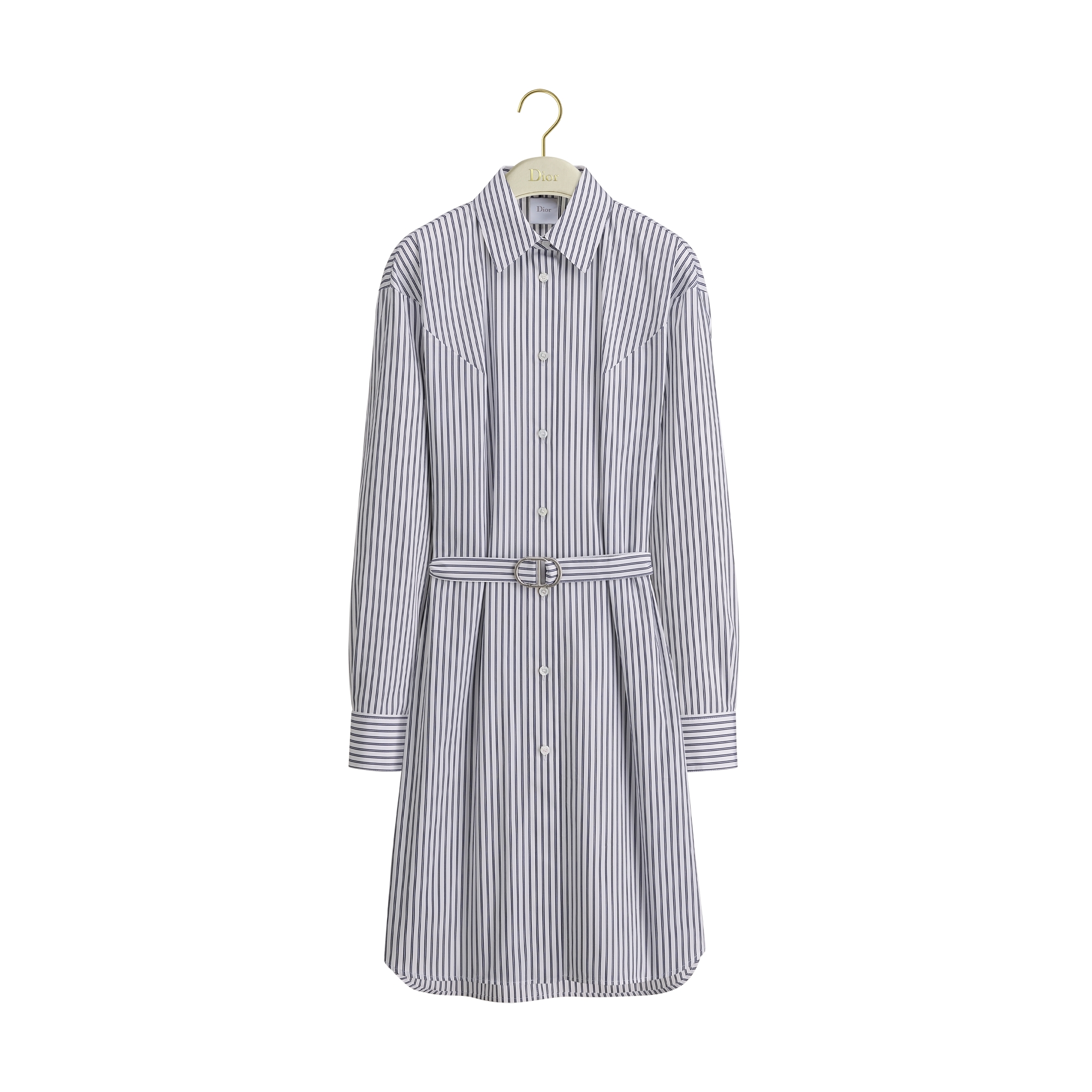 DIOR | ベルト付き ショート シャツドレス D-Stripes コットンポプリン