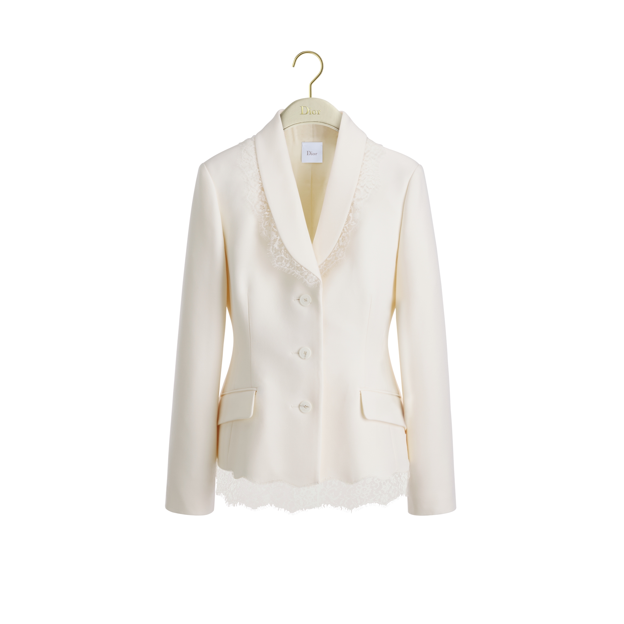 Bar Jacket White Wool, Silk and Lace E01