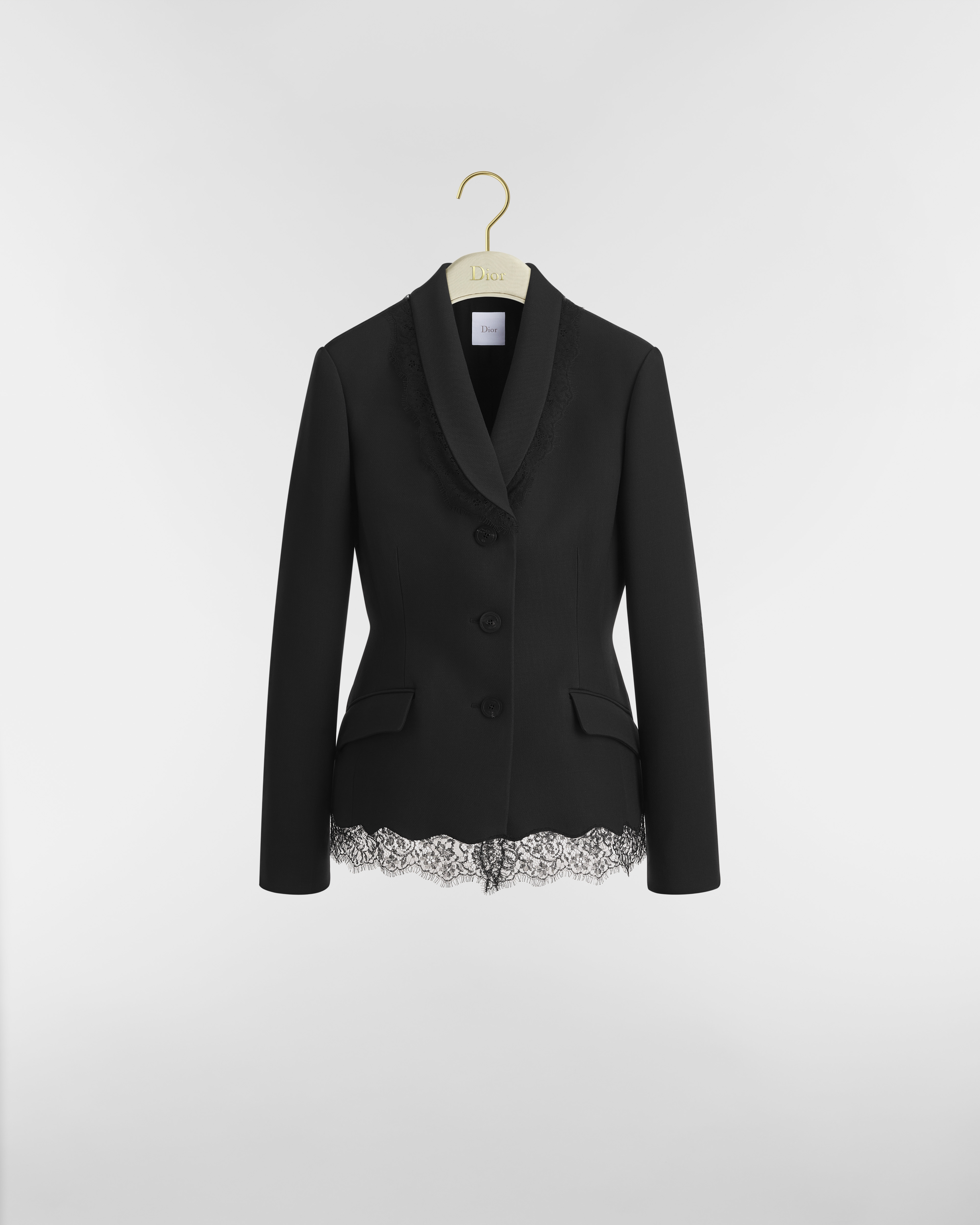 Bar-jasje Zwarte wol, zijde en kant E01