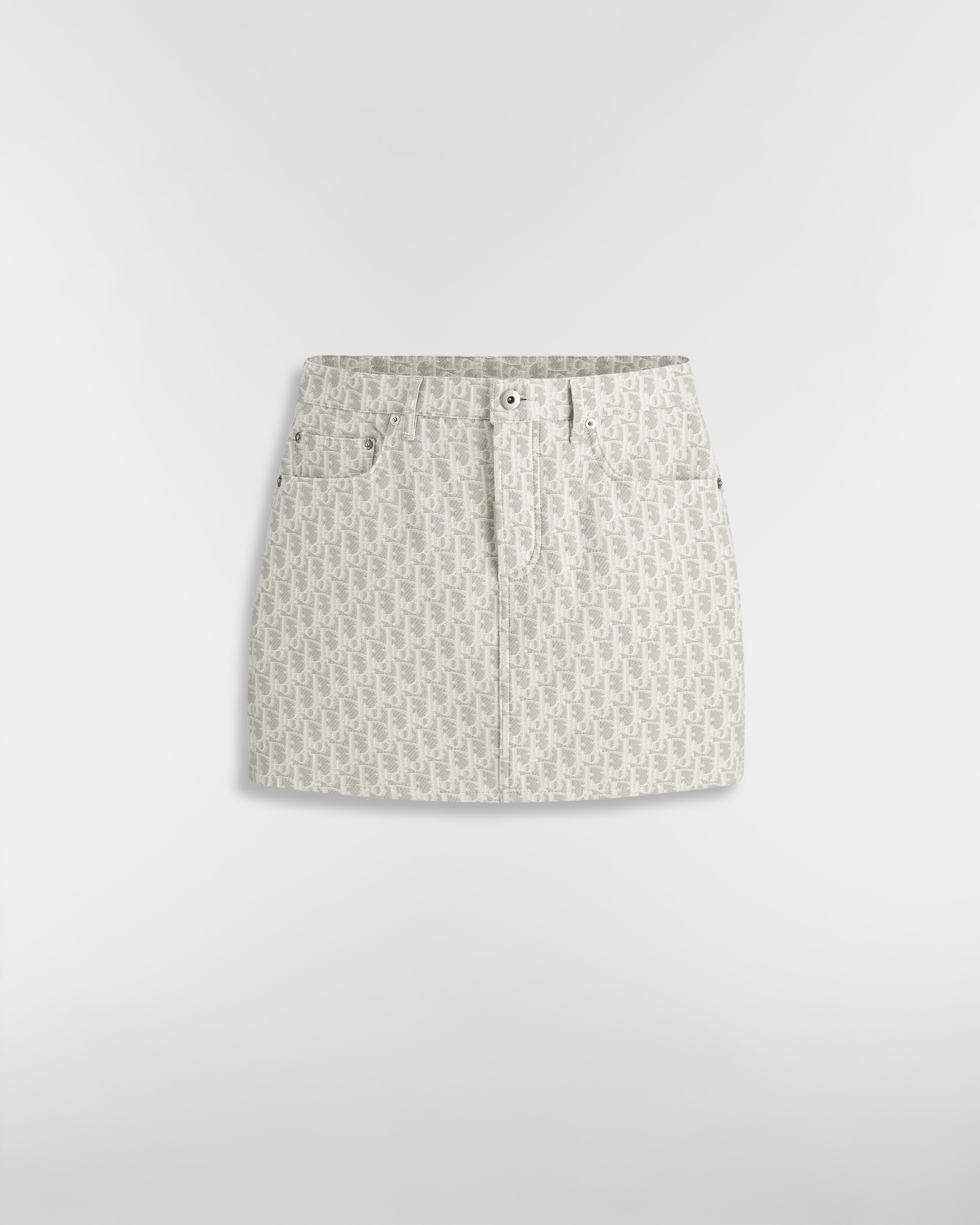 Straight Miniskirt Gray Dior Oblique Cotton-Blend Denim E01