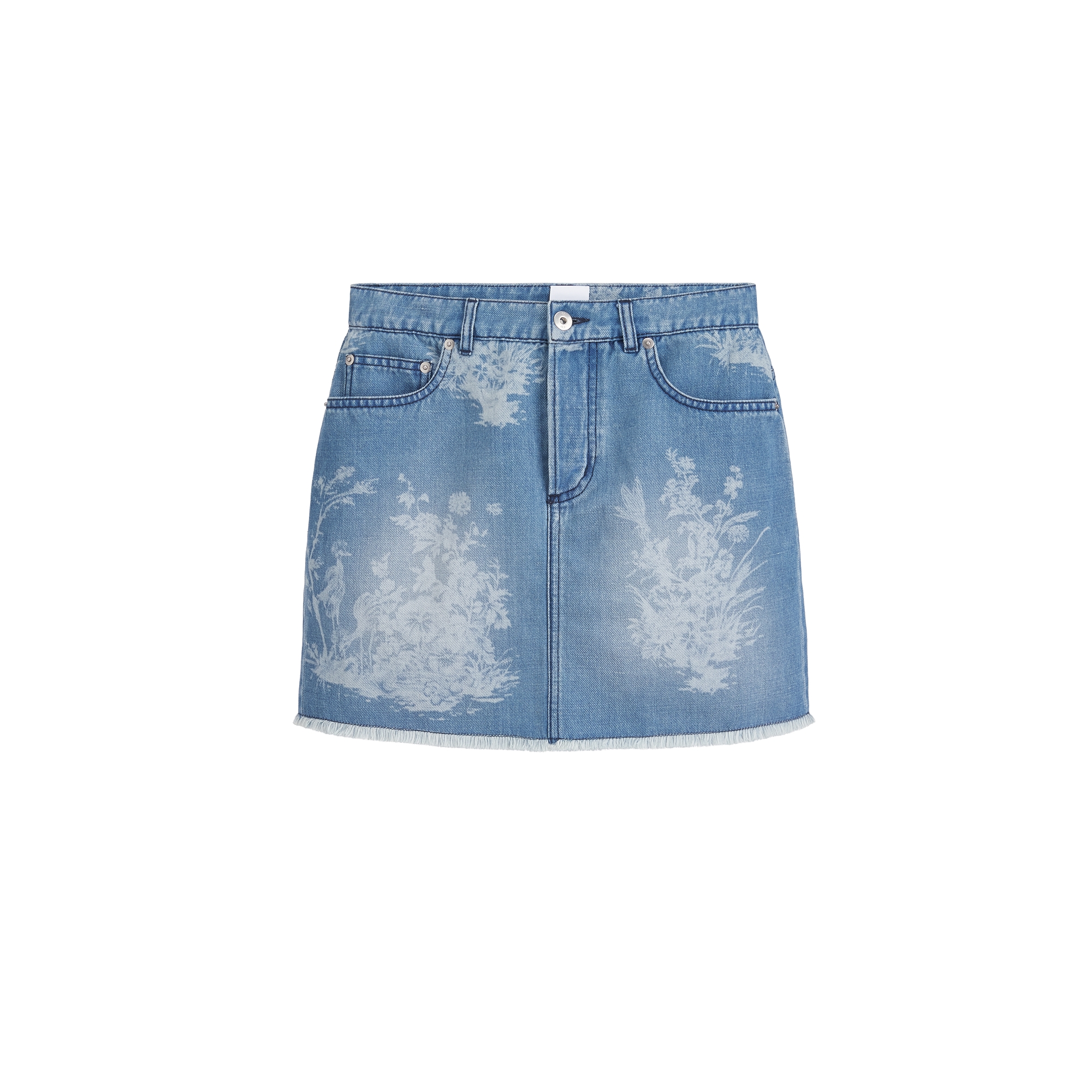 Dioriviera Straight Miniskirt Blue Toile de Jouy Floral Garden