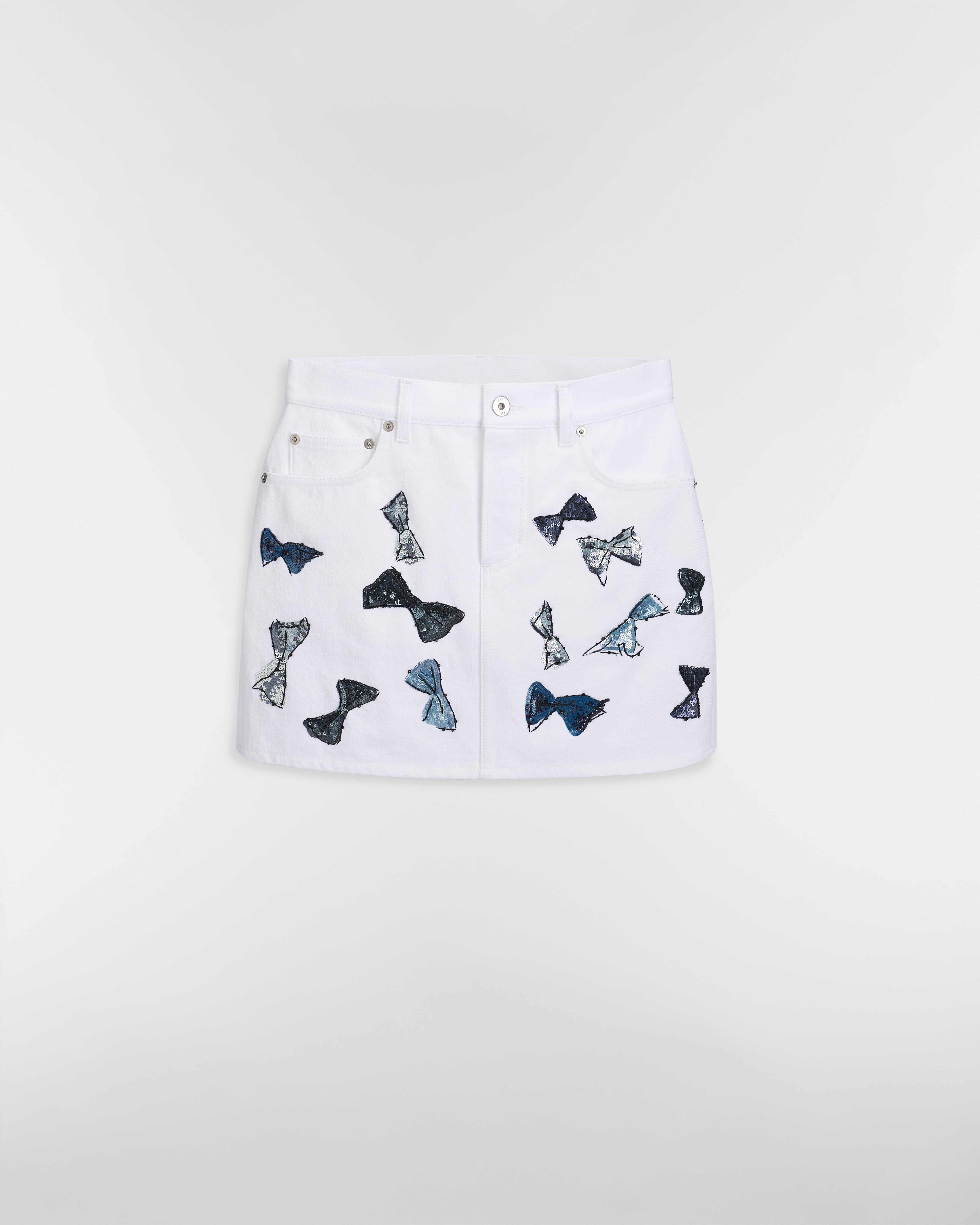 Minifalda recta Dioriviera Denim de algodón blanco con motivo Dior Bows azul E01