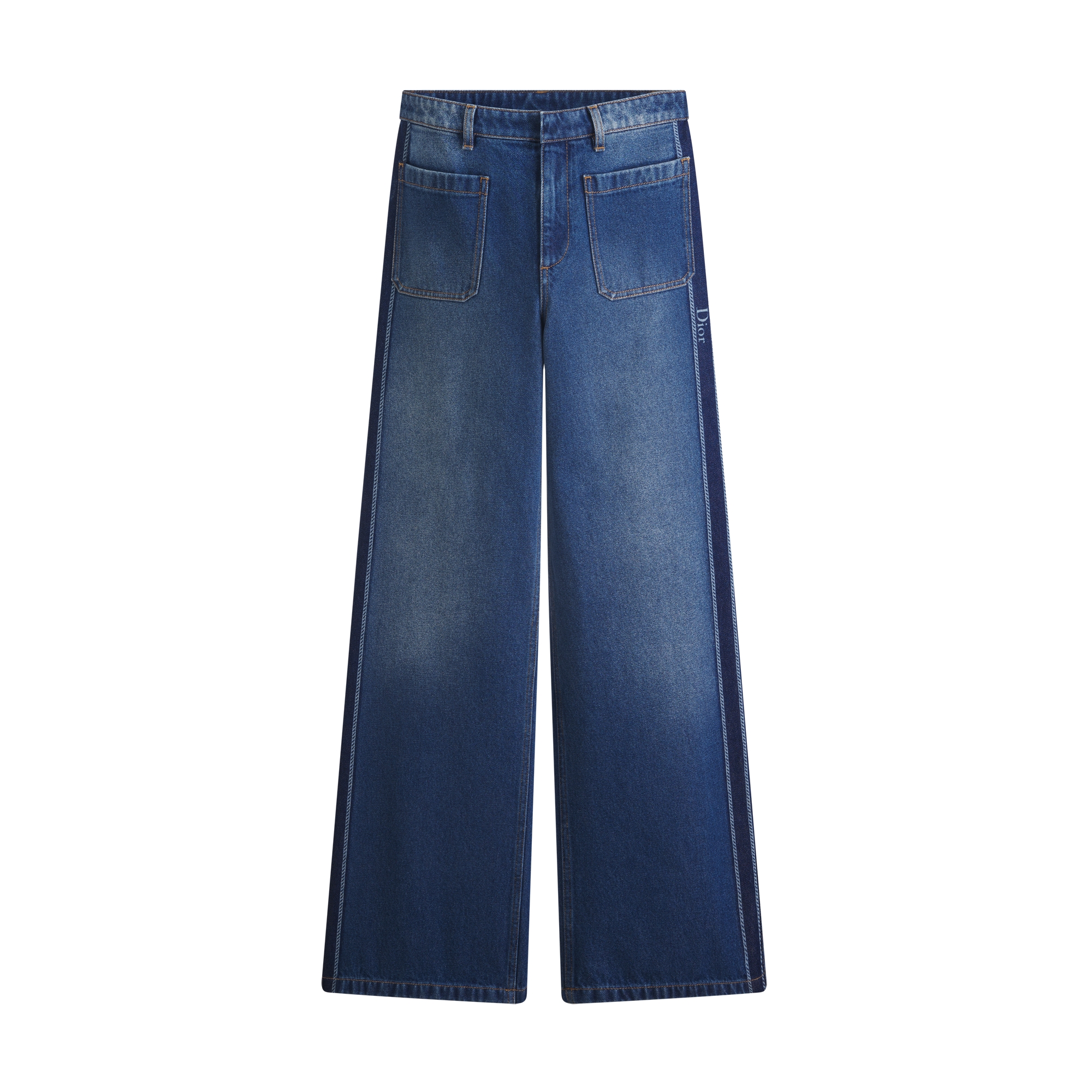 High-Waist Flared Jeans Blue Stonewashed Cotton Denim | DIOR