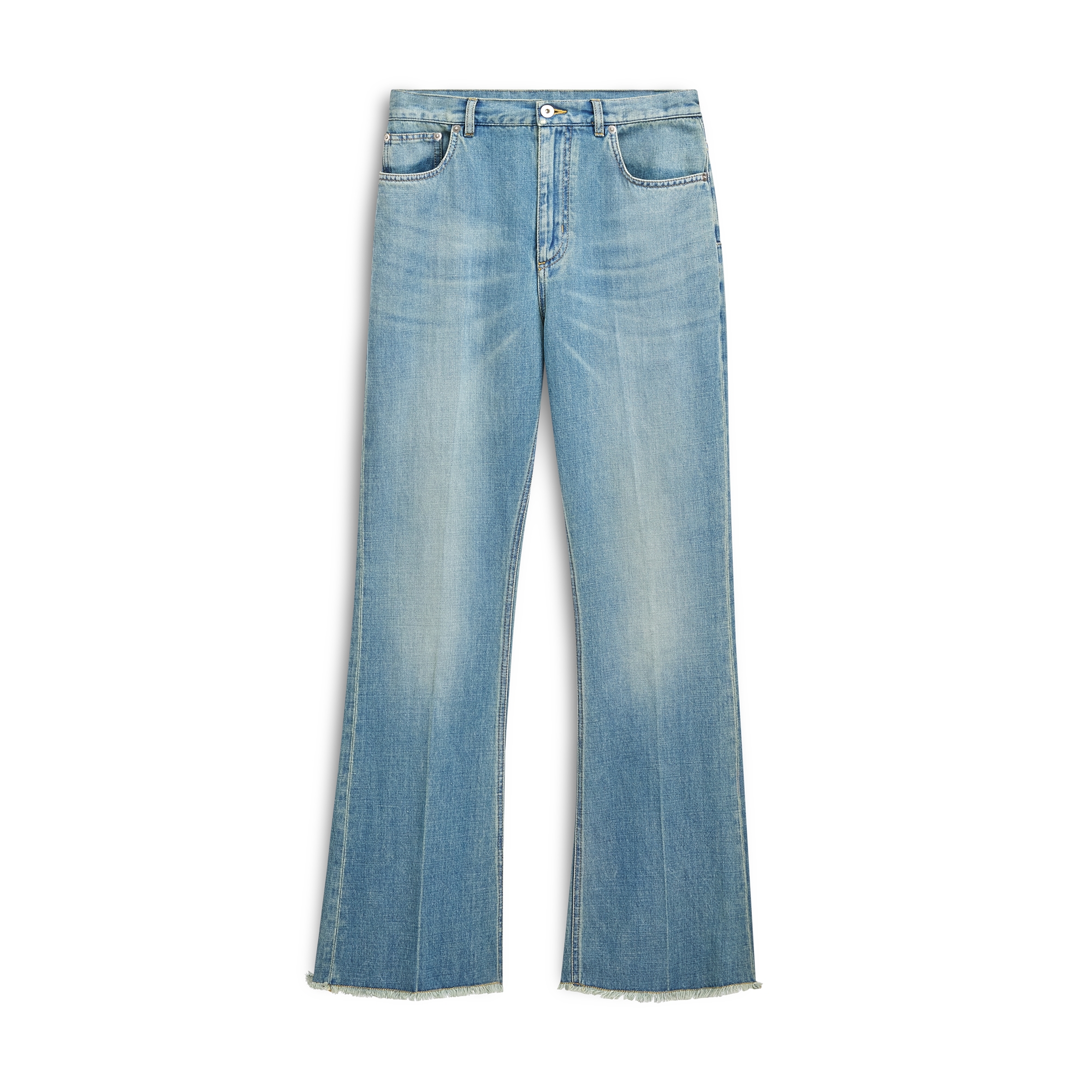 Dioriviera Flared Jeans Blue Stonewashed Cotton and Linen Denim | DIOR