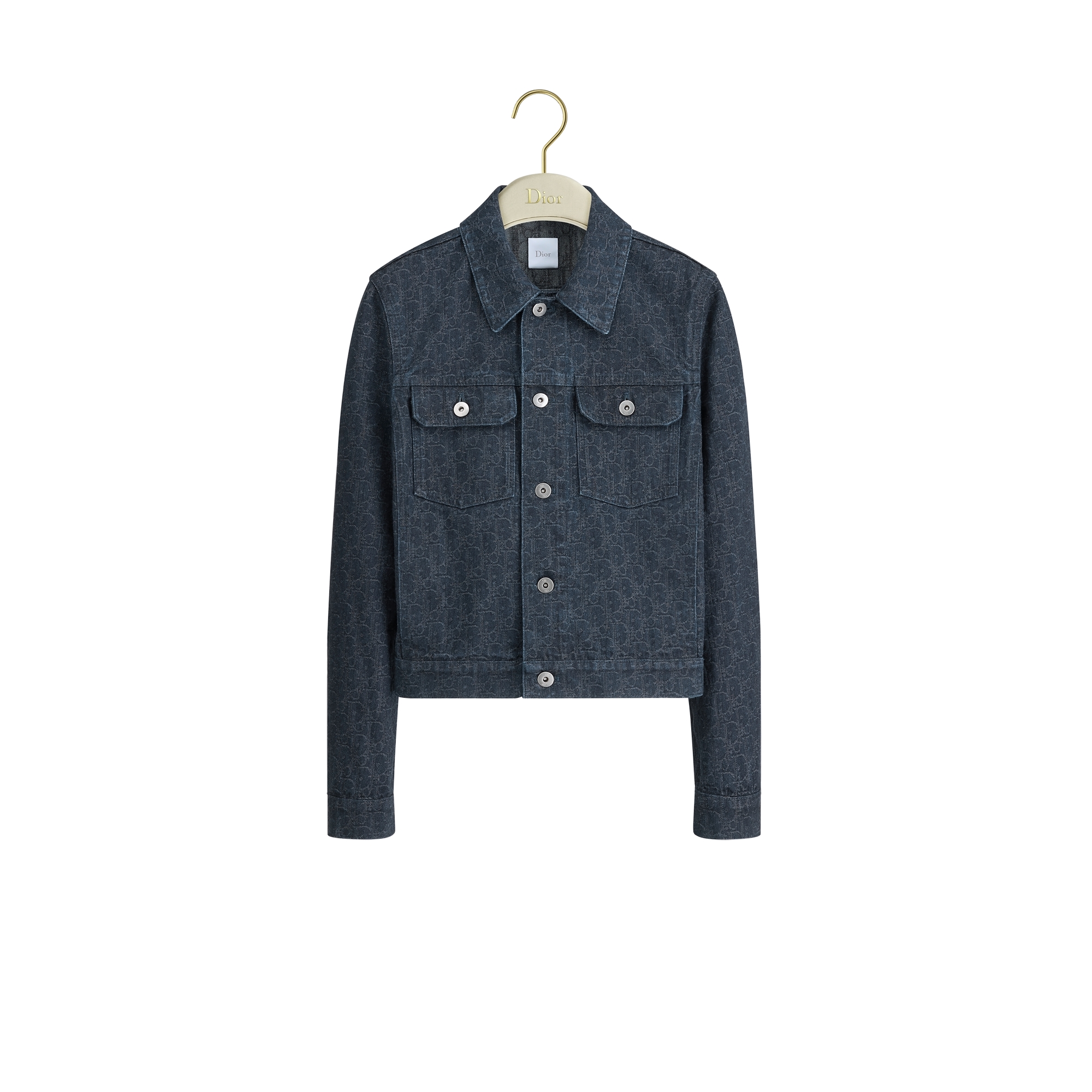 Cropped Jacket Navy Blue Dior Oblique Cotton Denim | DIOR