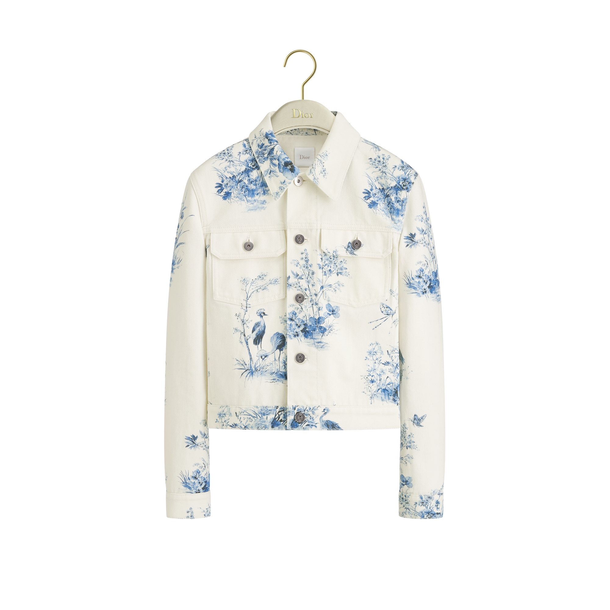Dioriviera Cropped Jacket White and Navy Blue Toile de Jouy Floral