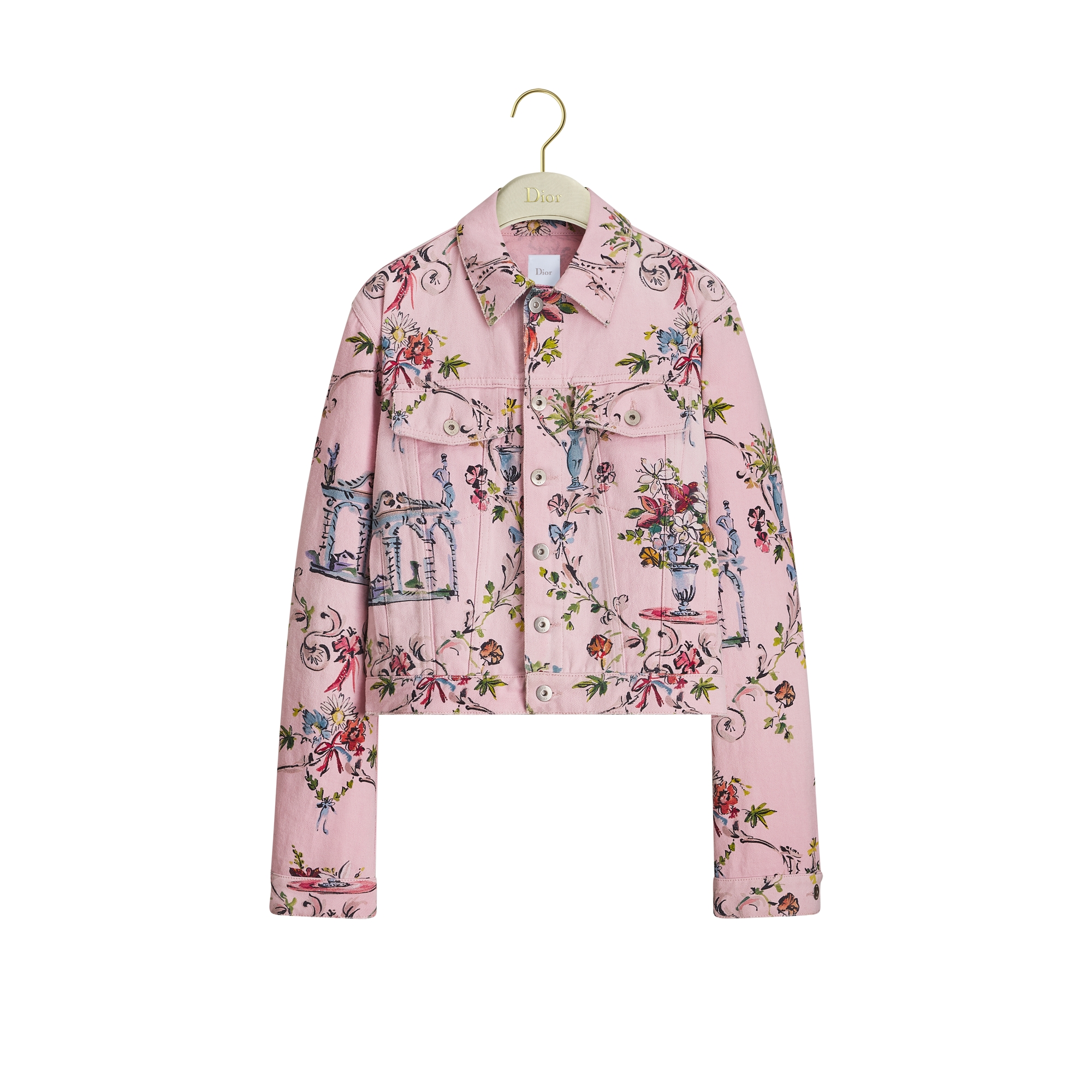 Dioriviera Cropped Jacket Pink Cotton and Linen Denim with