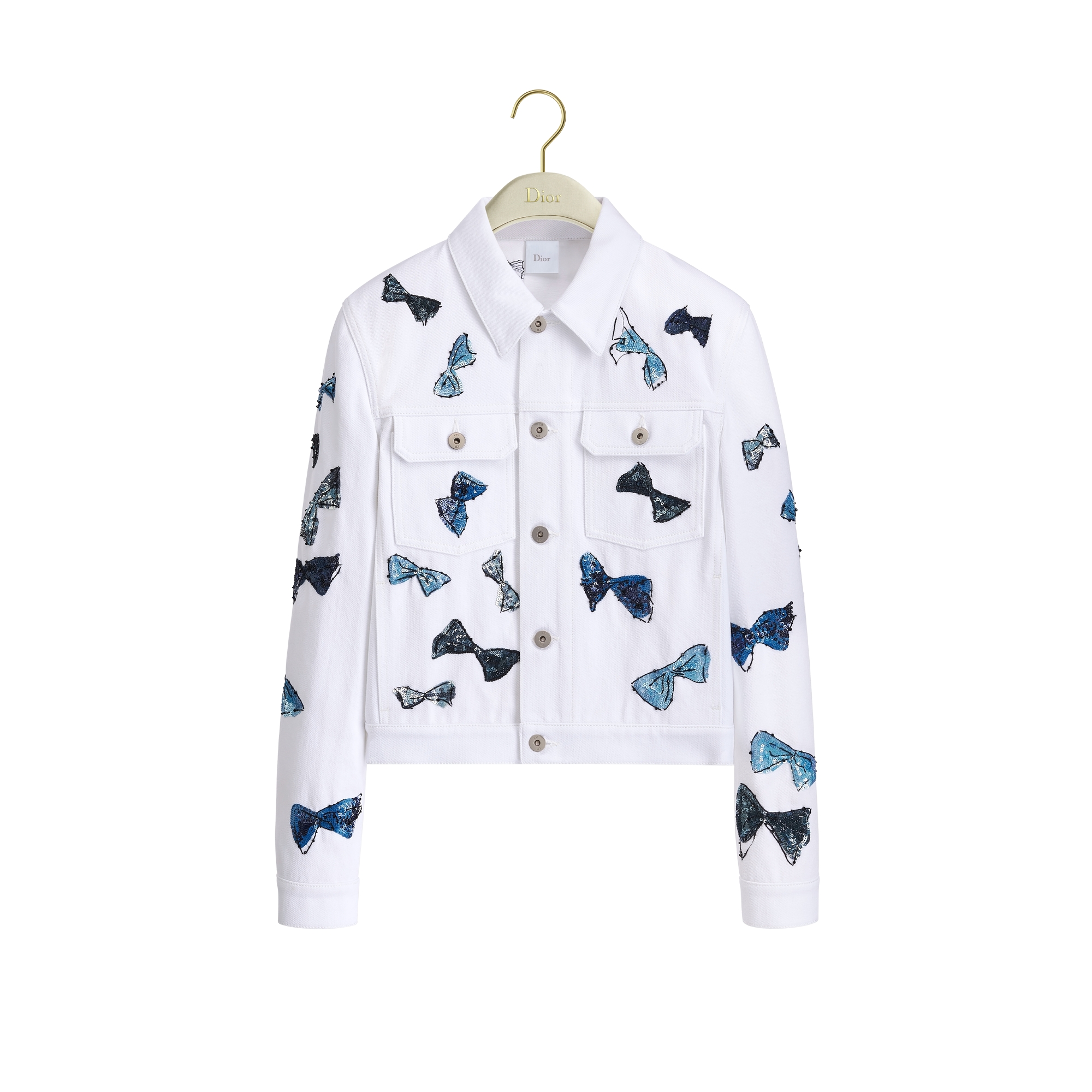 Dioriviera Cropped Jacket White Cotton Denim with Blue Dior Bows