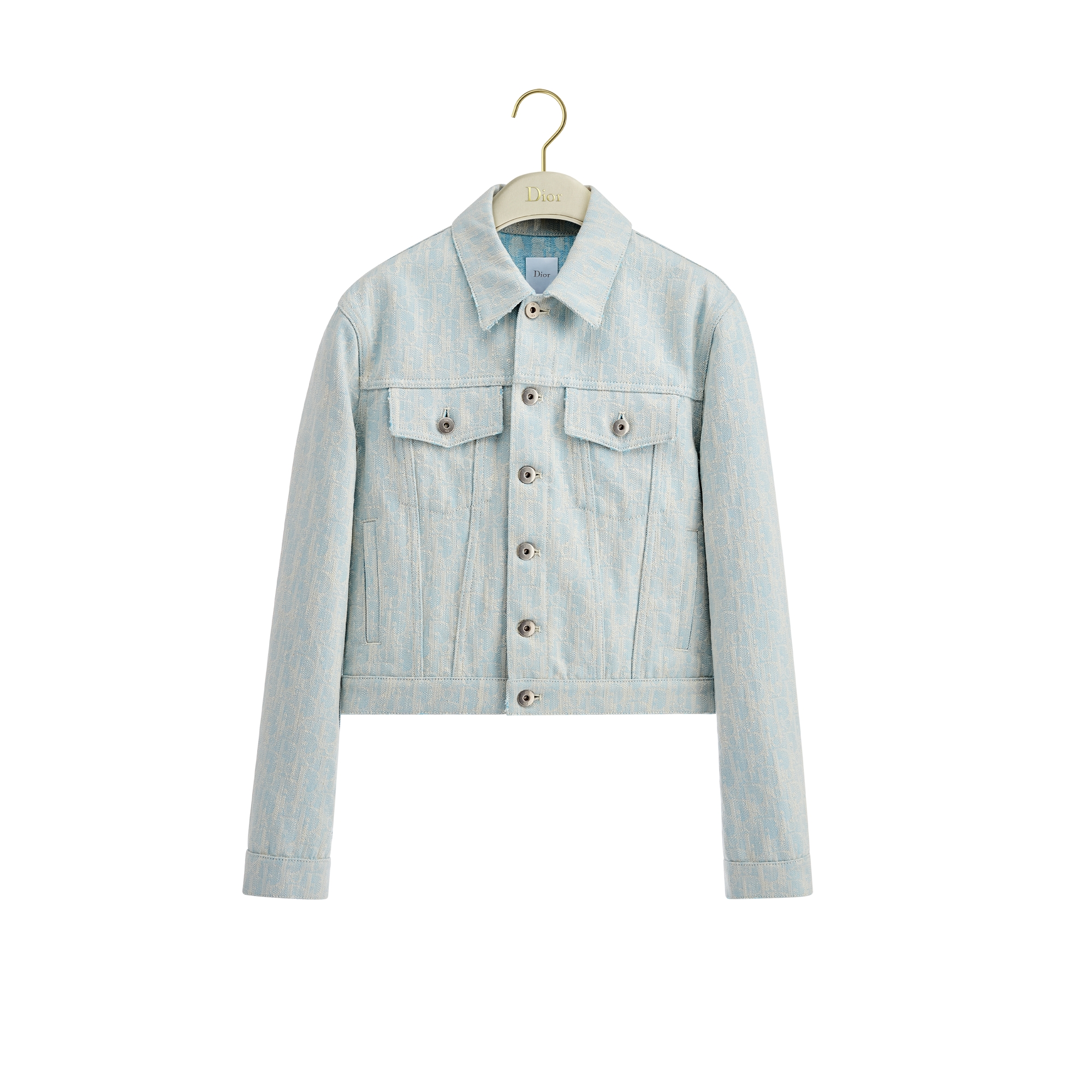 Cropped Jacket Light Blue Dior Oblique Washed Cotton Denim | DIOR