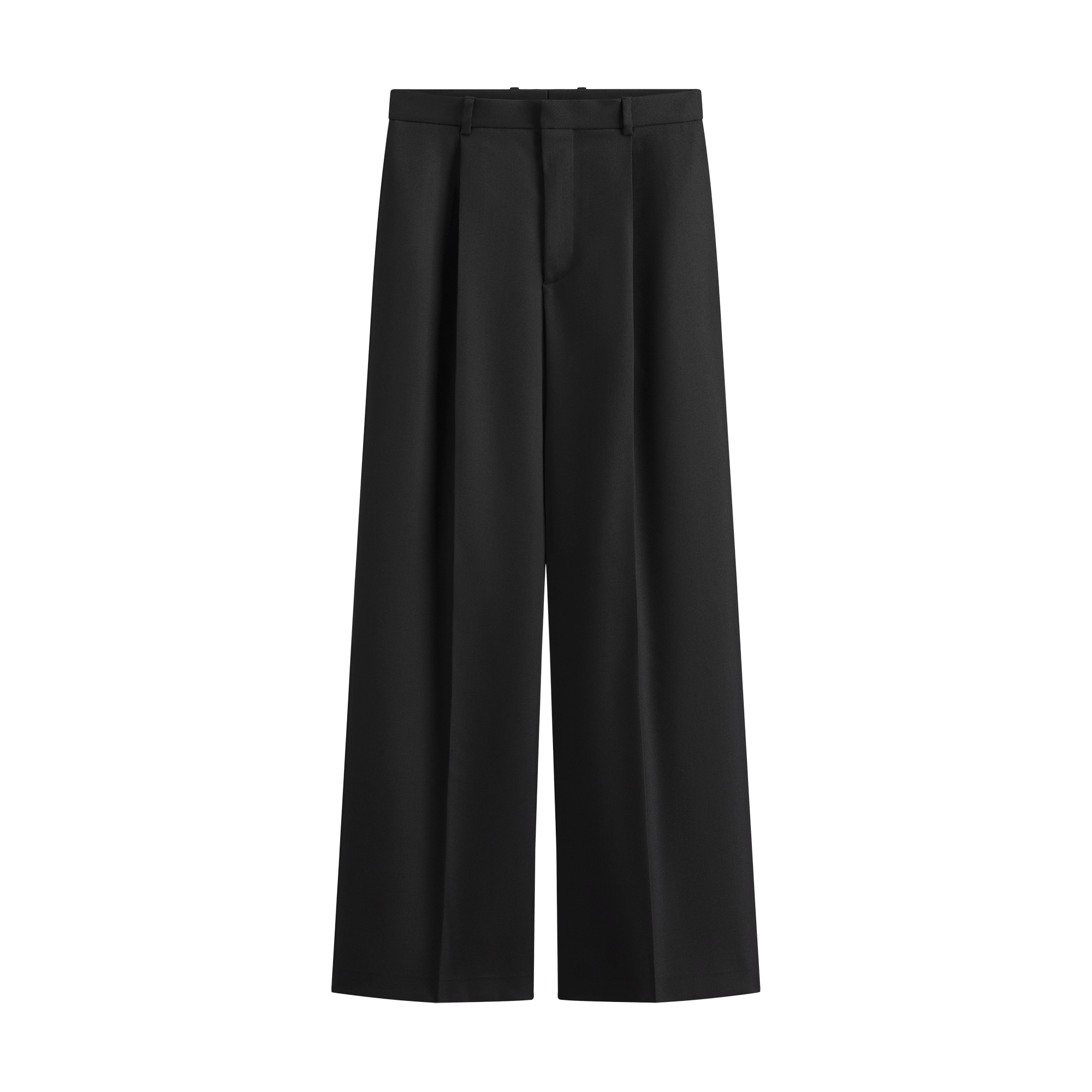 Loose-Fit Pants Black Wool Drill E01