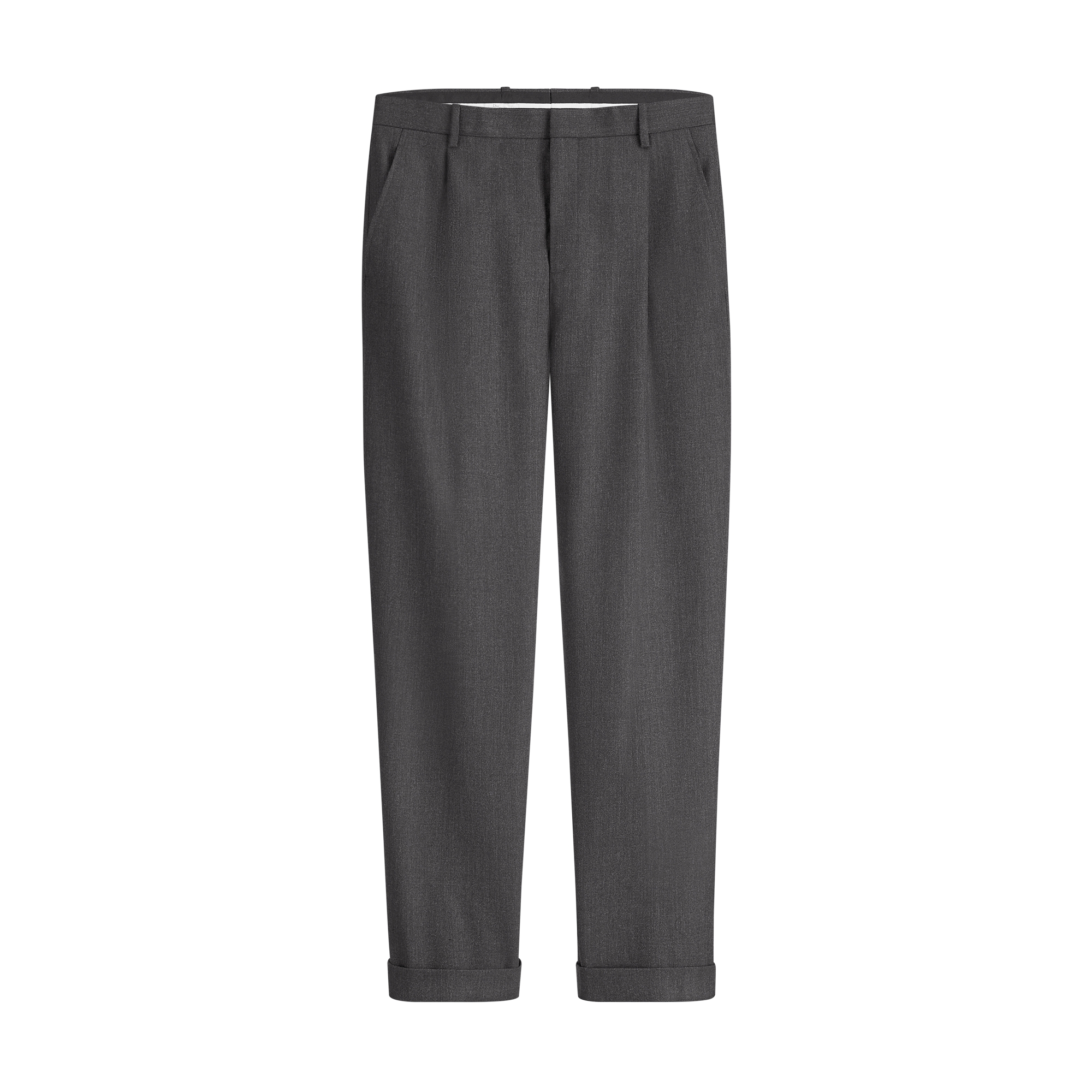 Tailored Cuffed Chinos Anthracite Gray Wool Drill E01