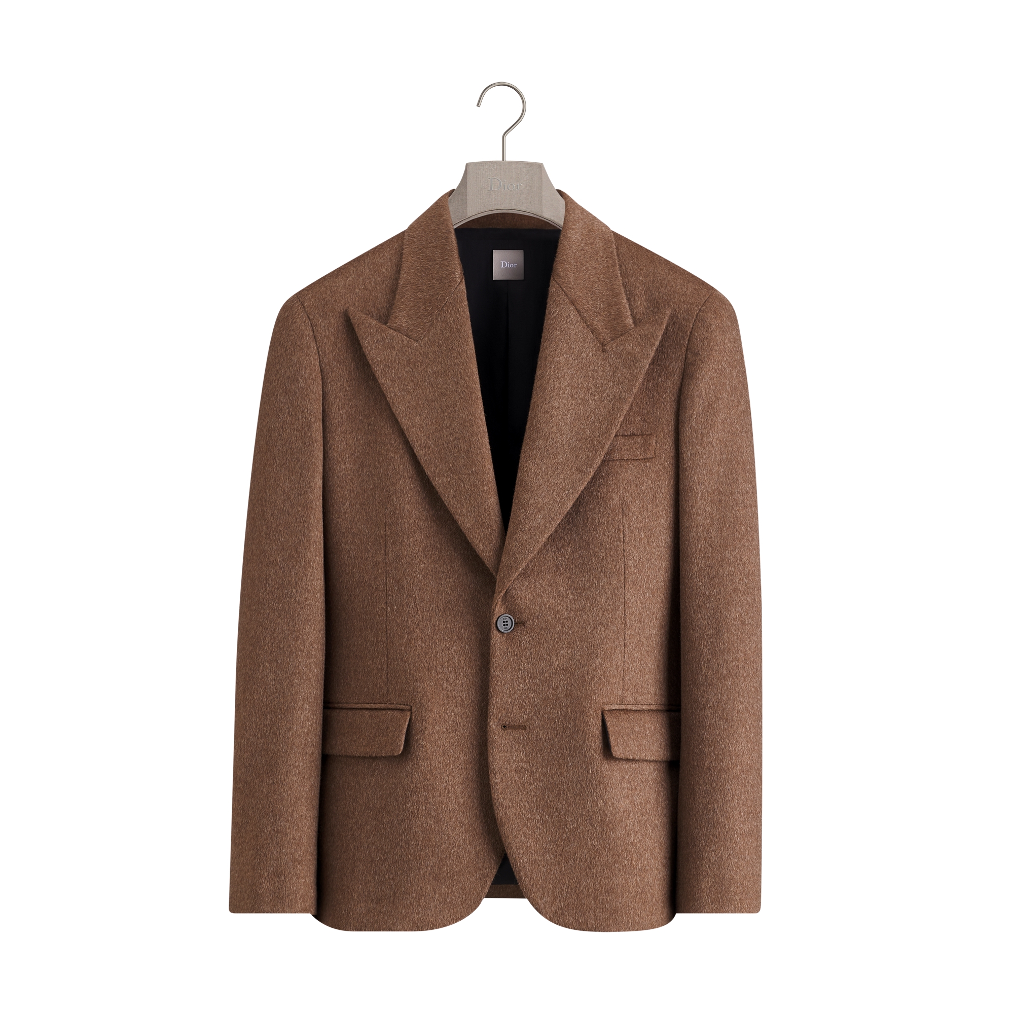 Single-Breasted Jacket Brown Camel Wool and Mohair E01