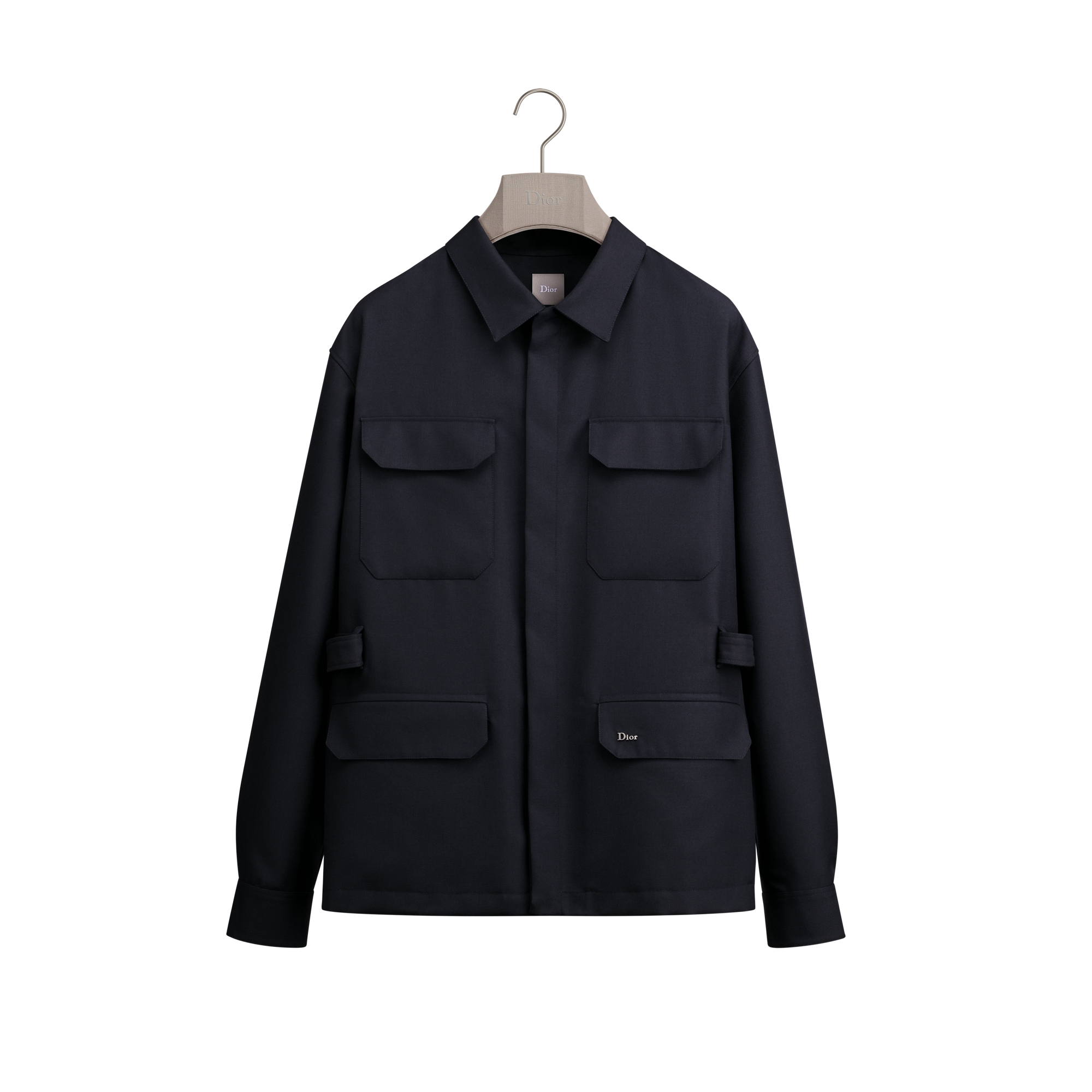 Safari Shirt Navy Blue Virgin Wool Blend E01