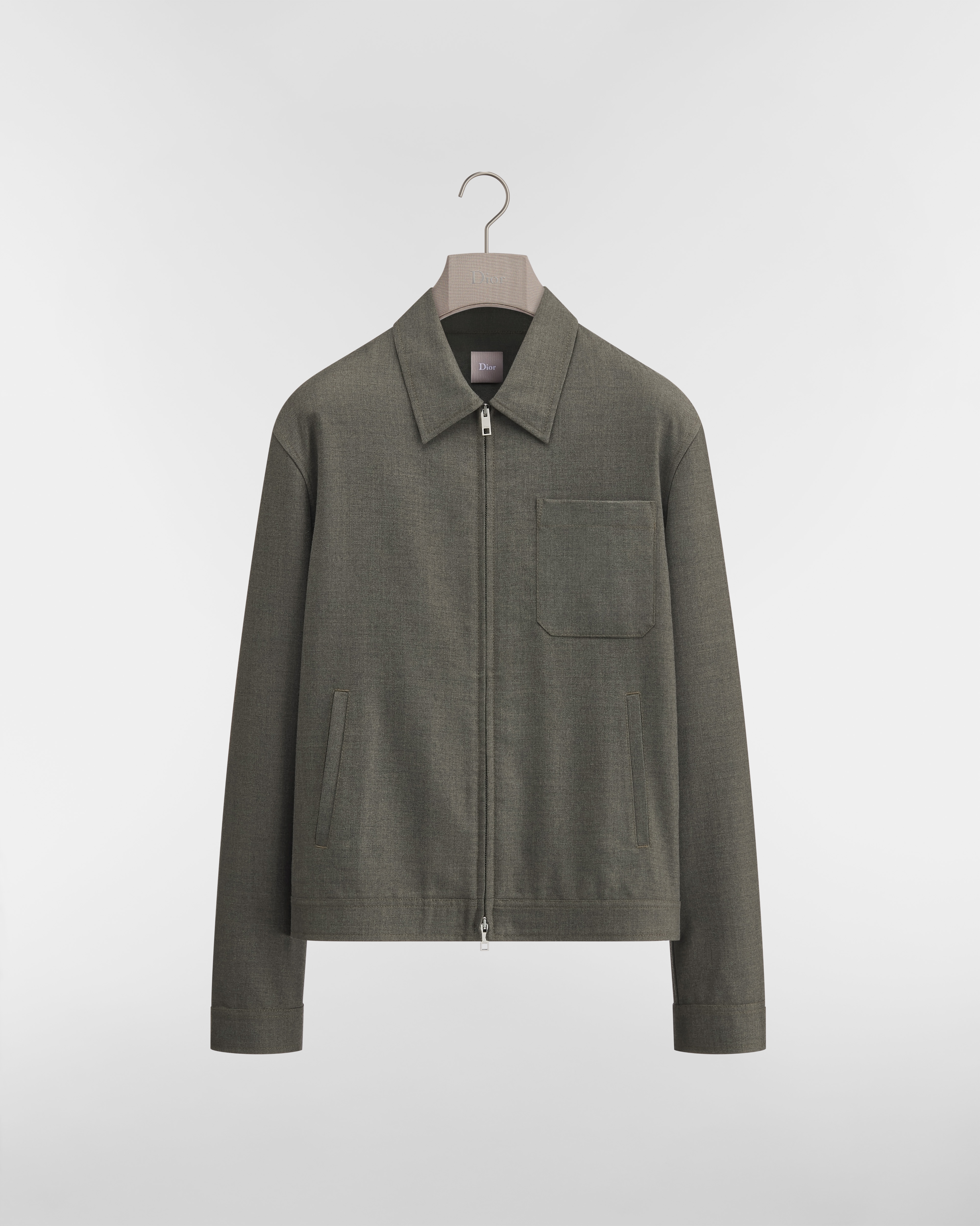 Zipped Shirt Khaki Virgin Wool Blend E01