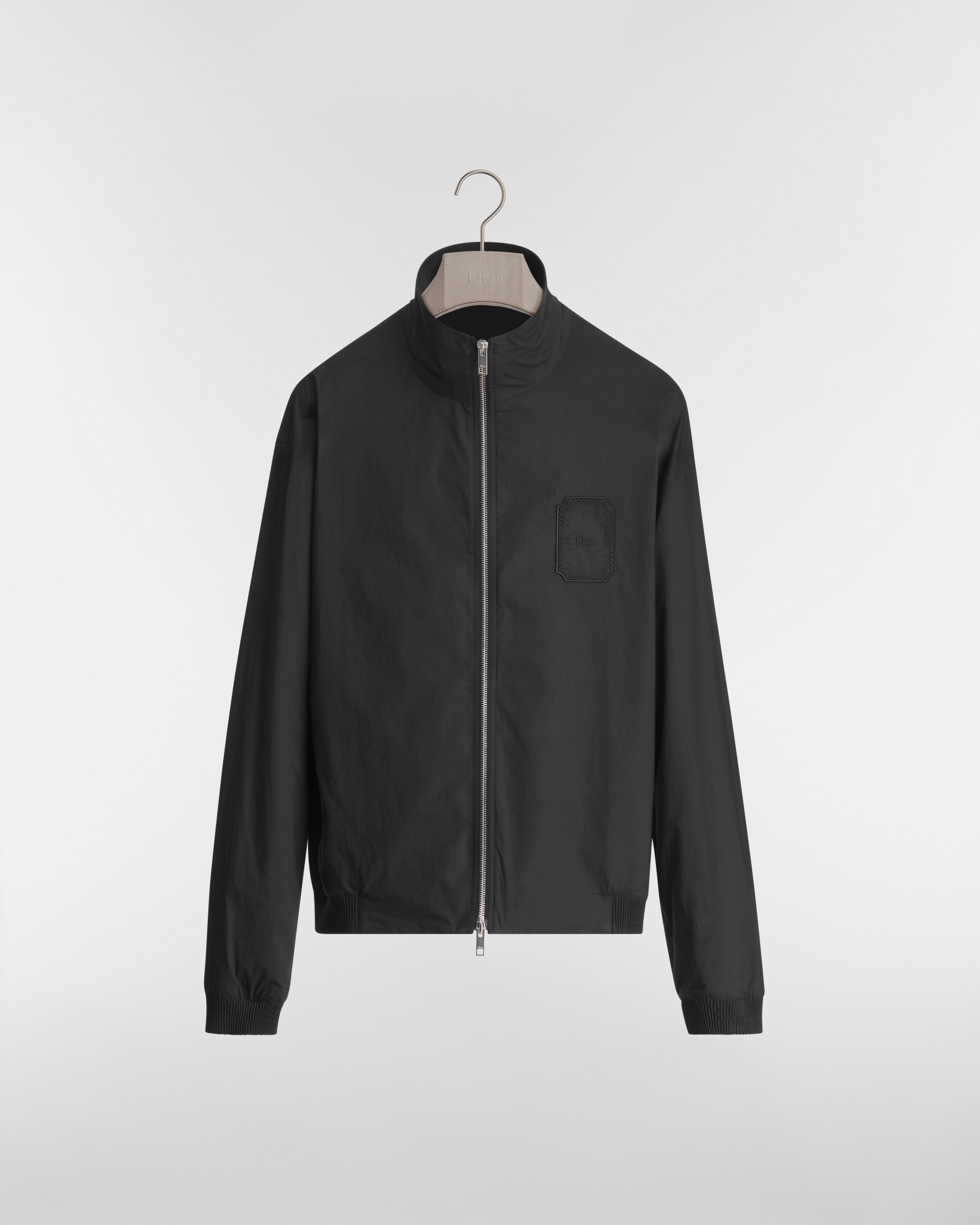 Zipped Shirt with Dior Médaillon Patch Black Cotton E01