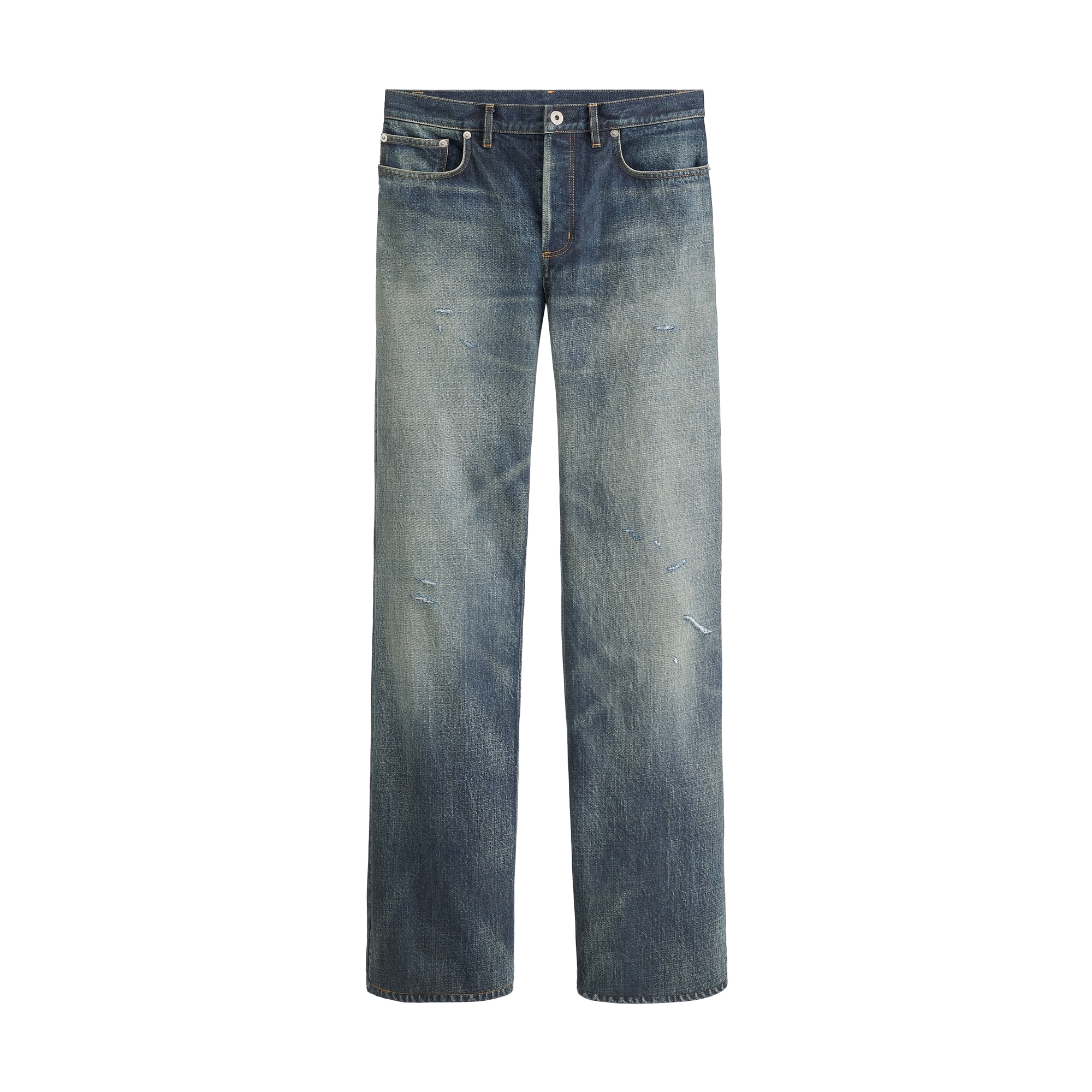 Wide-Leg Jeans Blue Cotton Twill E01