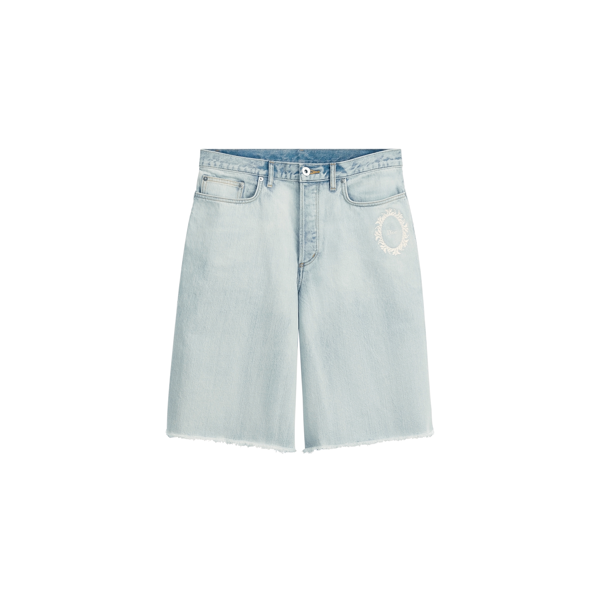 Dior Médaillon Shorts Light Blue Cotton Twill E01