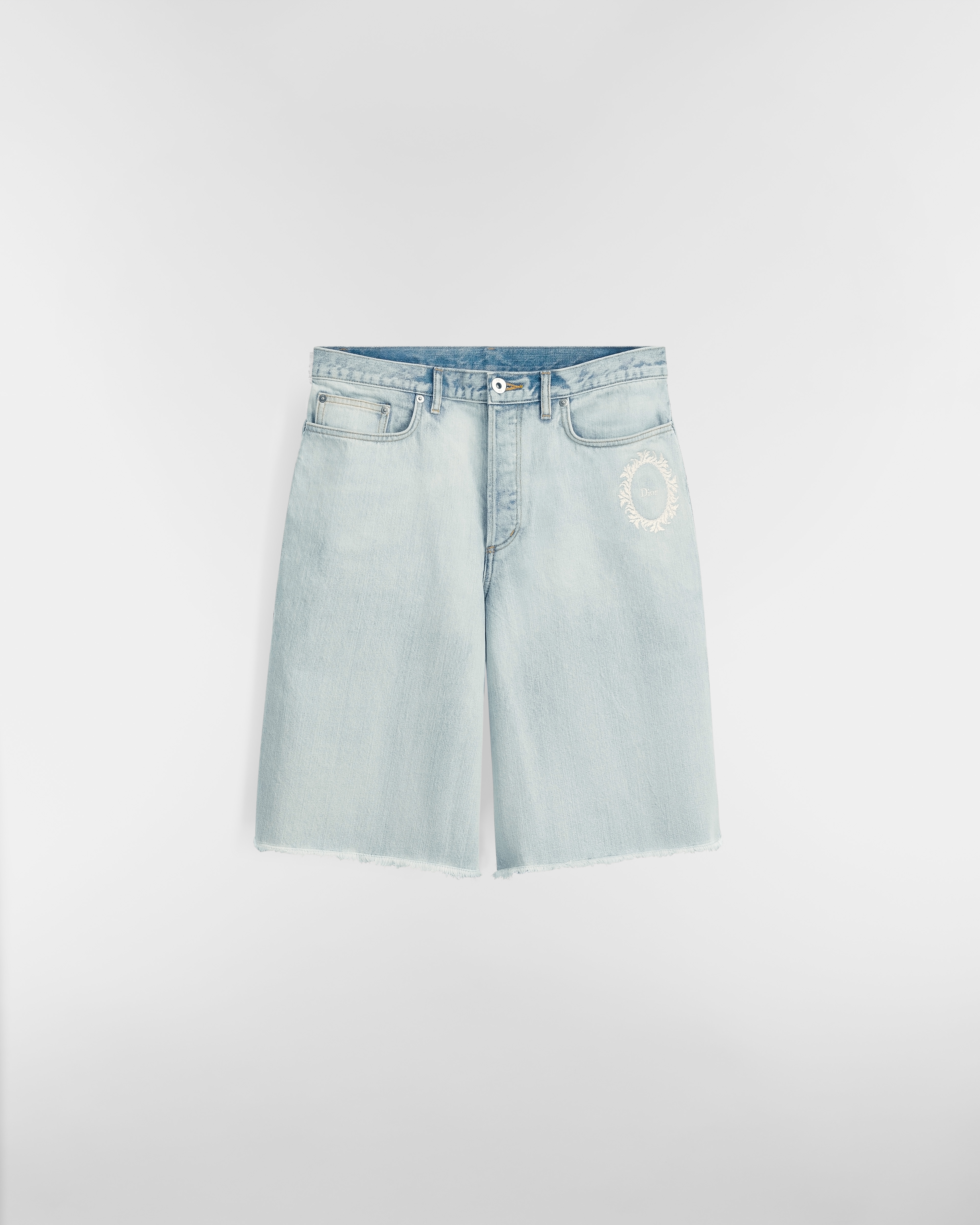 Dior Médaillon Shorts Light Blue Cotton Twill E01