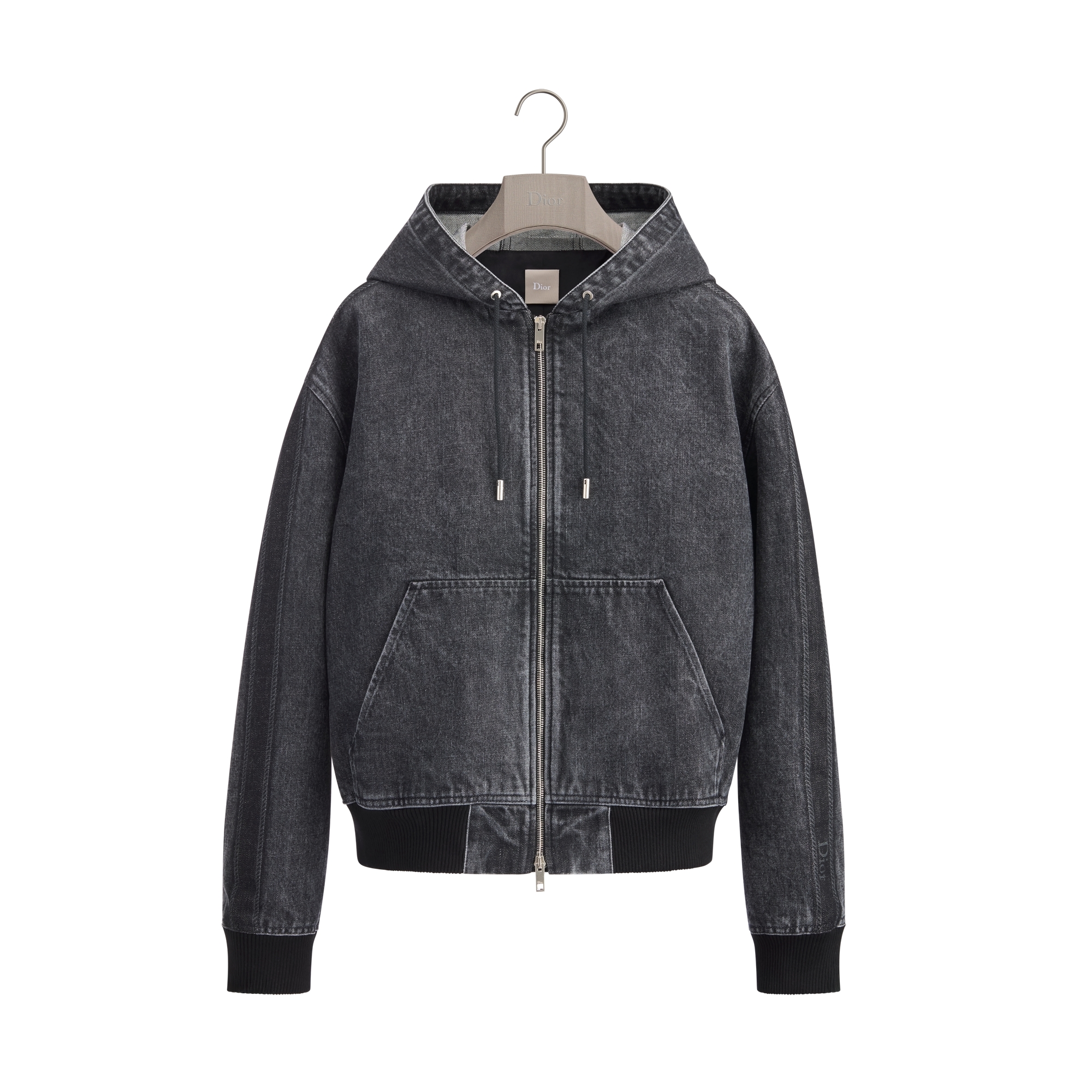 Hooded Jacket with Dior Band Deep Gray Cotton Twill E01