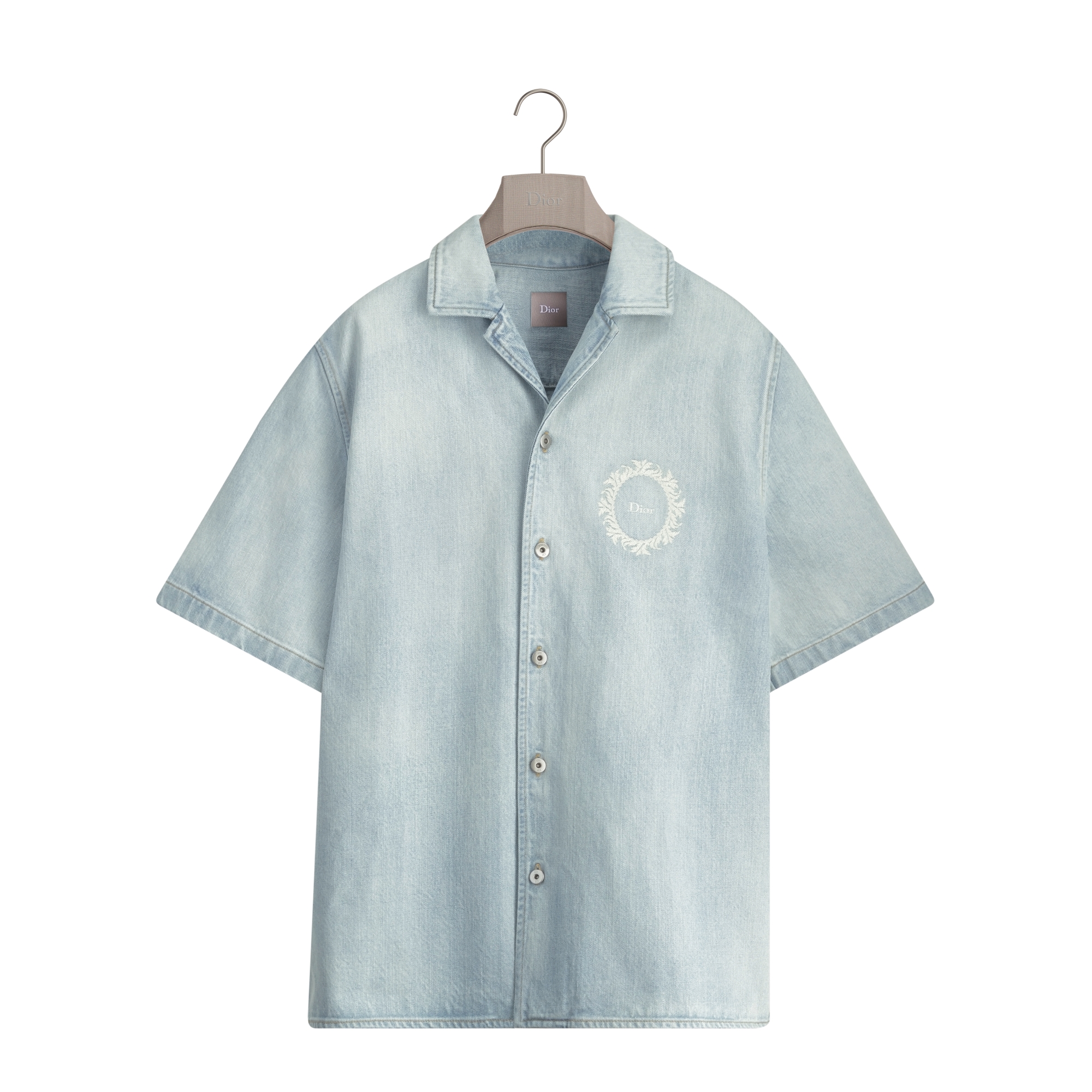 Dior Médaillon Short-Sleeved Shirt, Comfortable Fit Light Blue