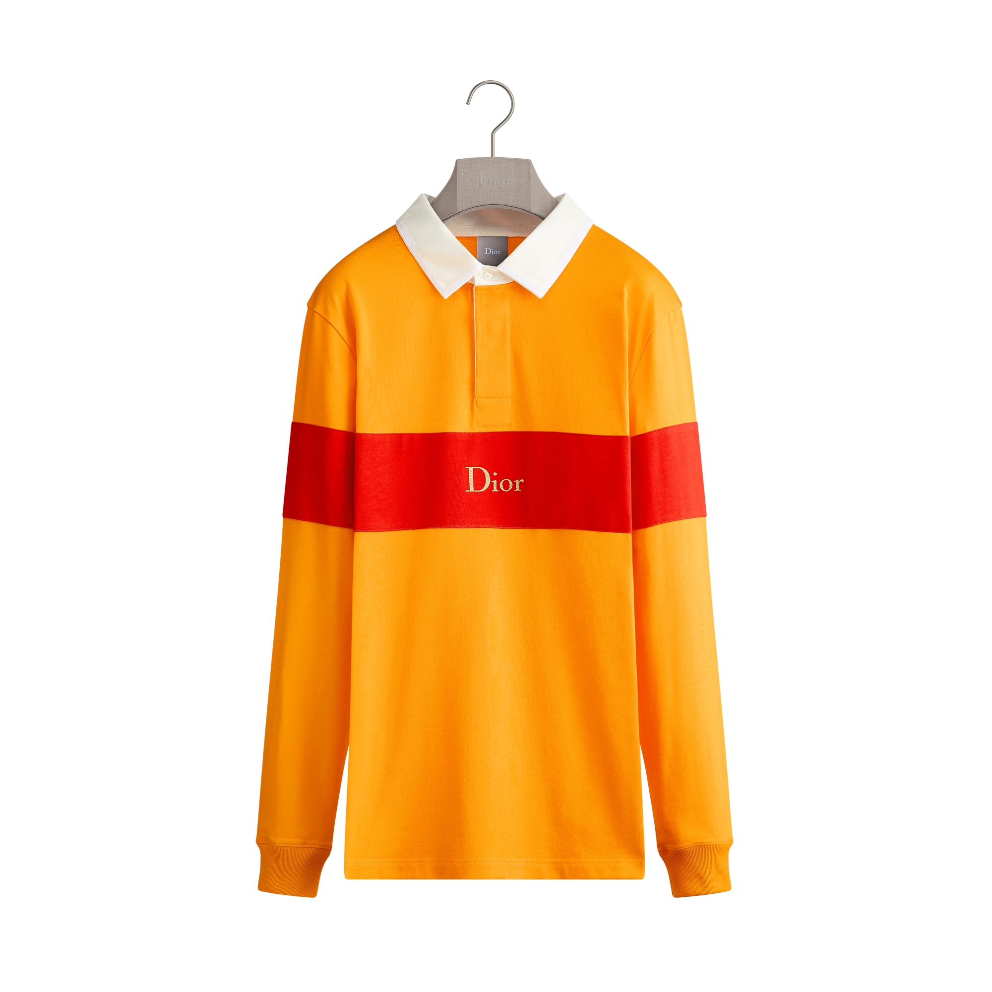 Long-Sleeved Rugby Shirt, Relaxed Fit Yellow Cotton Jersey | DIOR