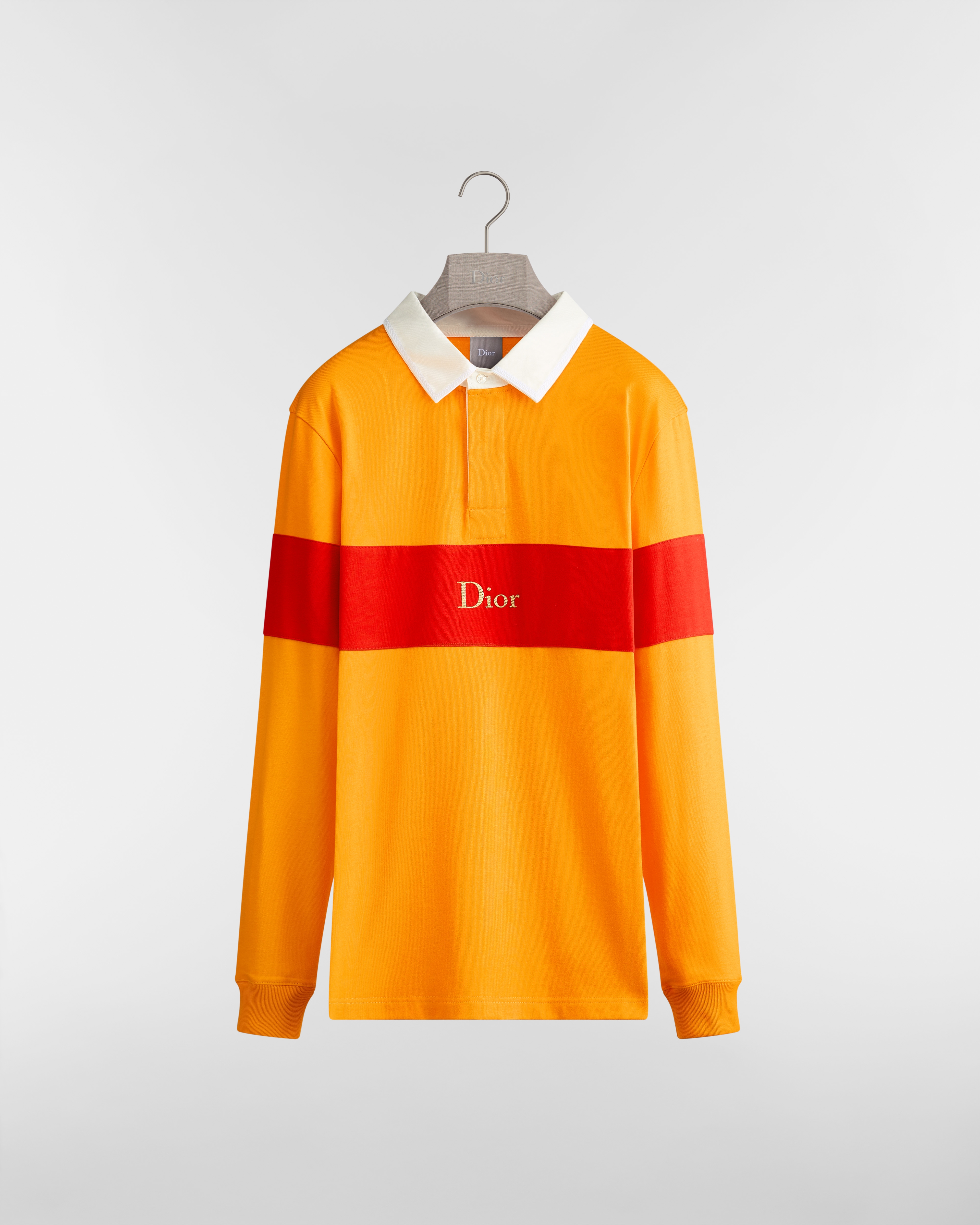 Polo rugby à manches longues, coupe relax Jersey de coton jaune E01