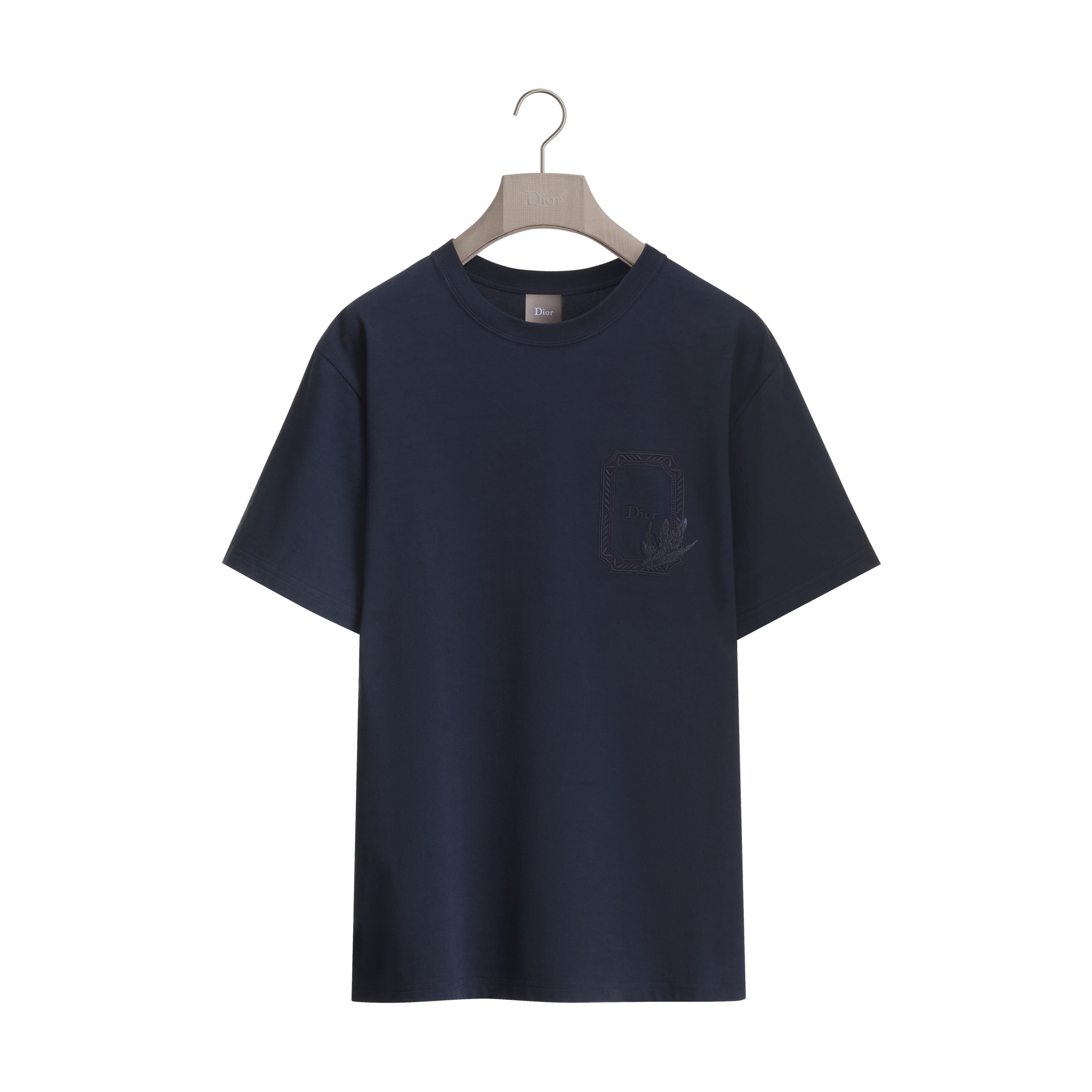 Dior Médaillon Colibri T-Shirt, Relaxed Fit Blue Cotton Jersey E01