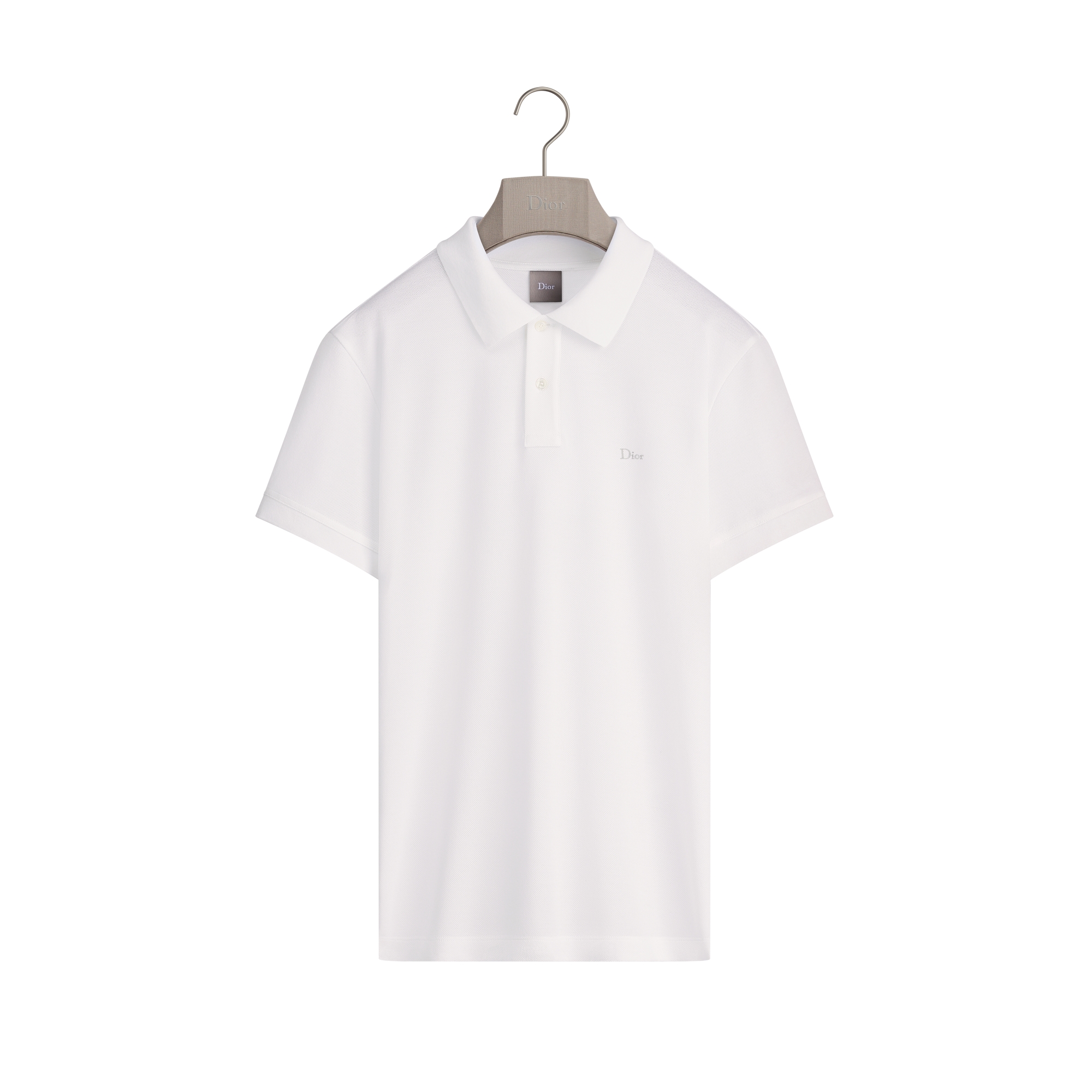 Polo Shirt with Dior Embroidery, Regular Fit White Cotton Piqué