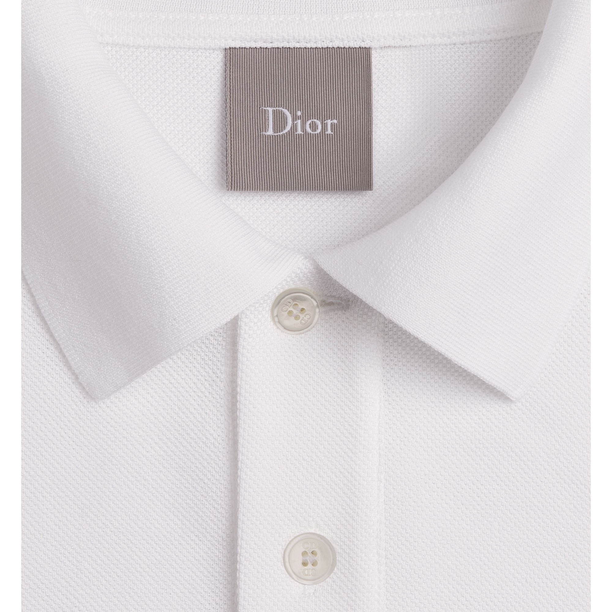 Polo Shirt with Dior Embroidery, Regular Fit White Cotton Piqué E10