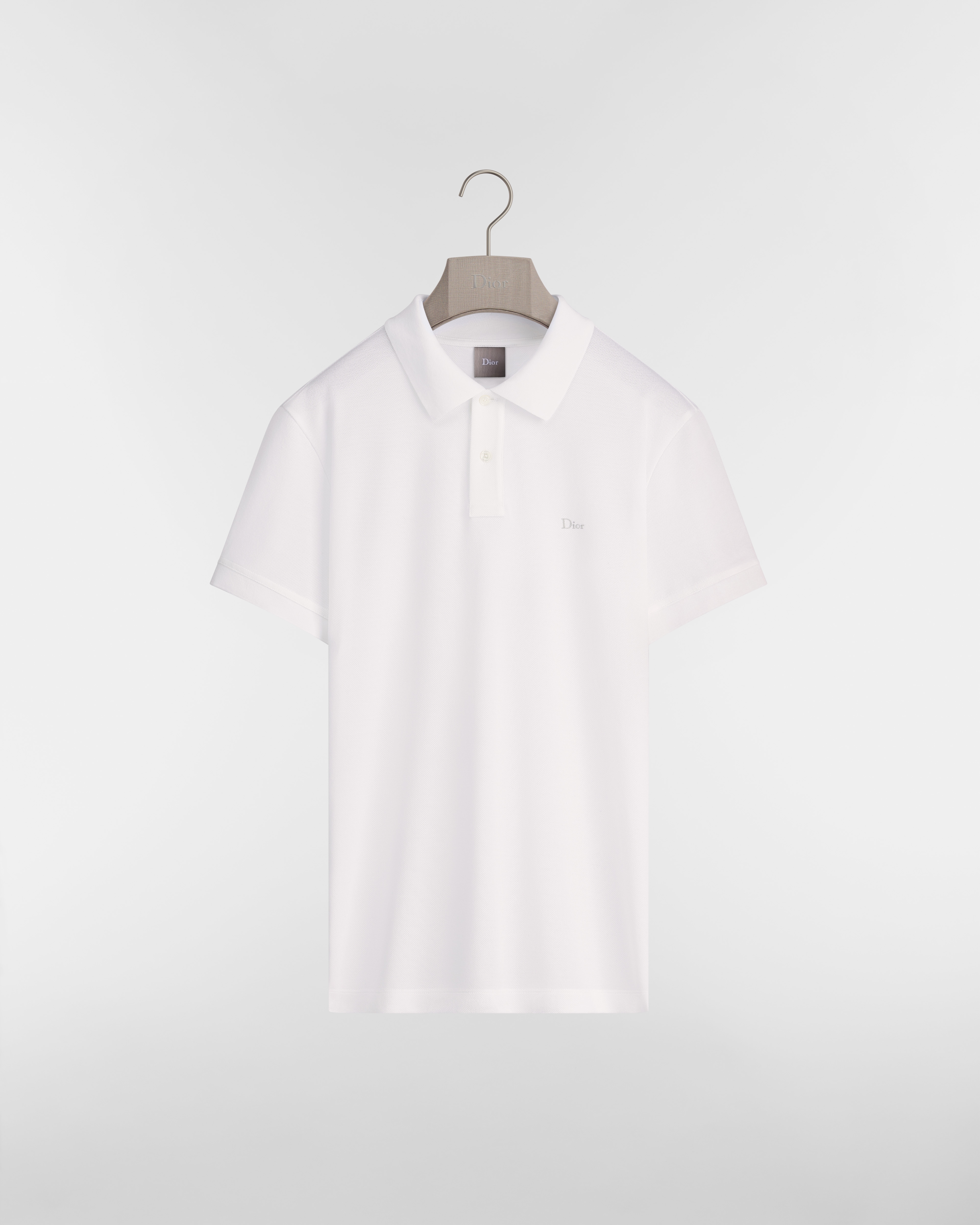 Polo Shirt with Dior Embroidery, Regular Fit White Cotton Piqué E01