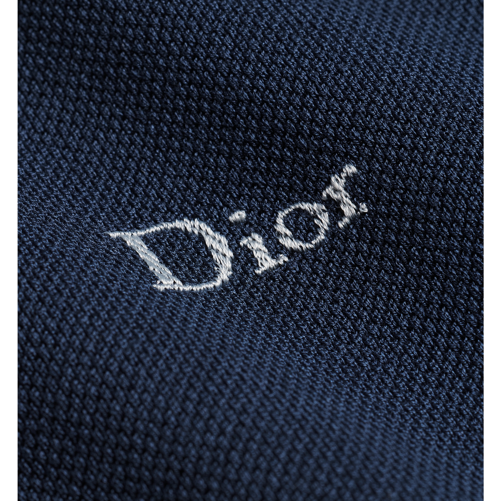 Polo Shirt with Dior Embroidery, Regular Fit Blue Cotton Piqué E10