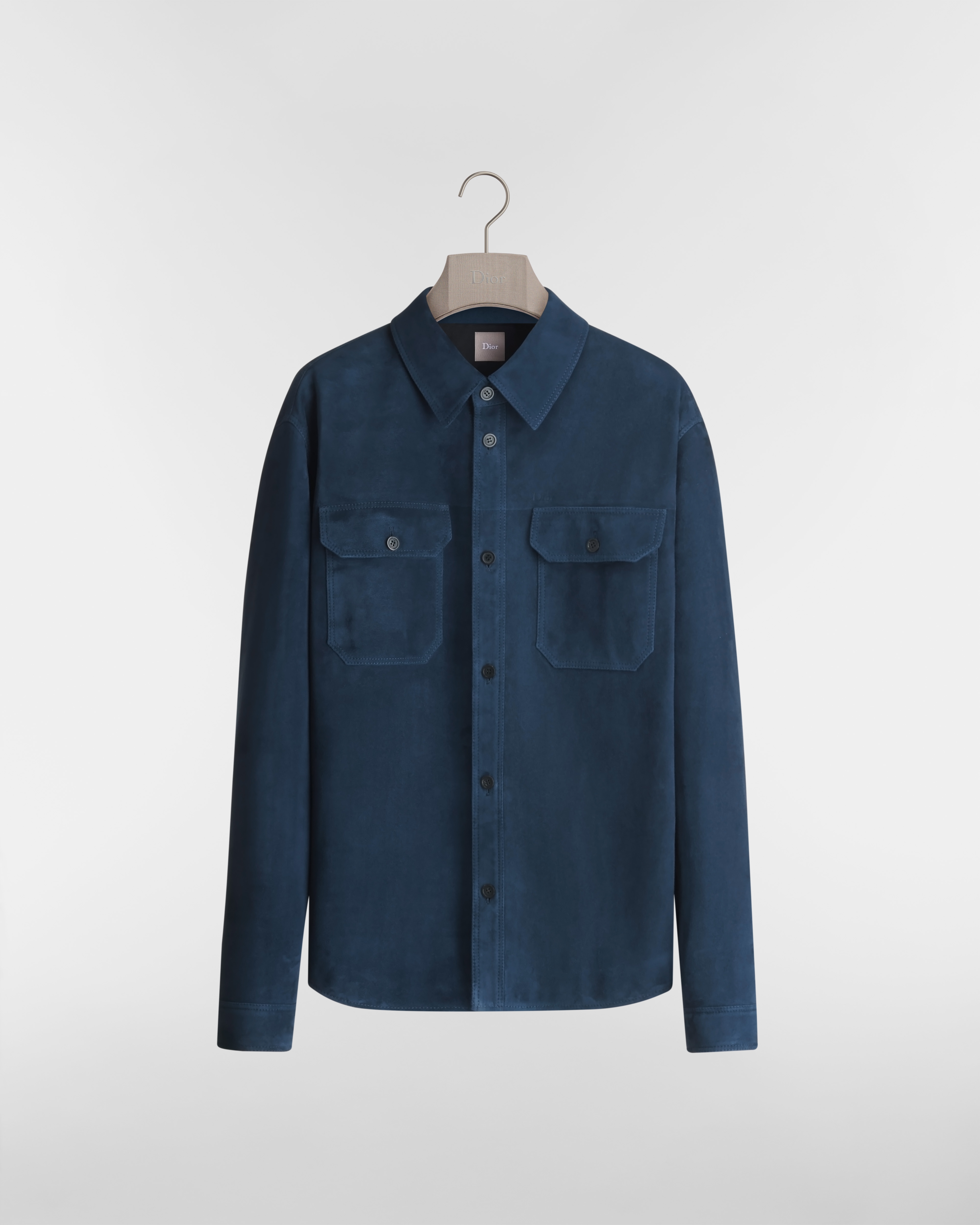 Dior Icons Shirt, Comfortable Fit Navy Blue Suede Lambskin E01