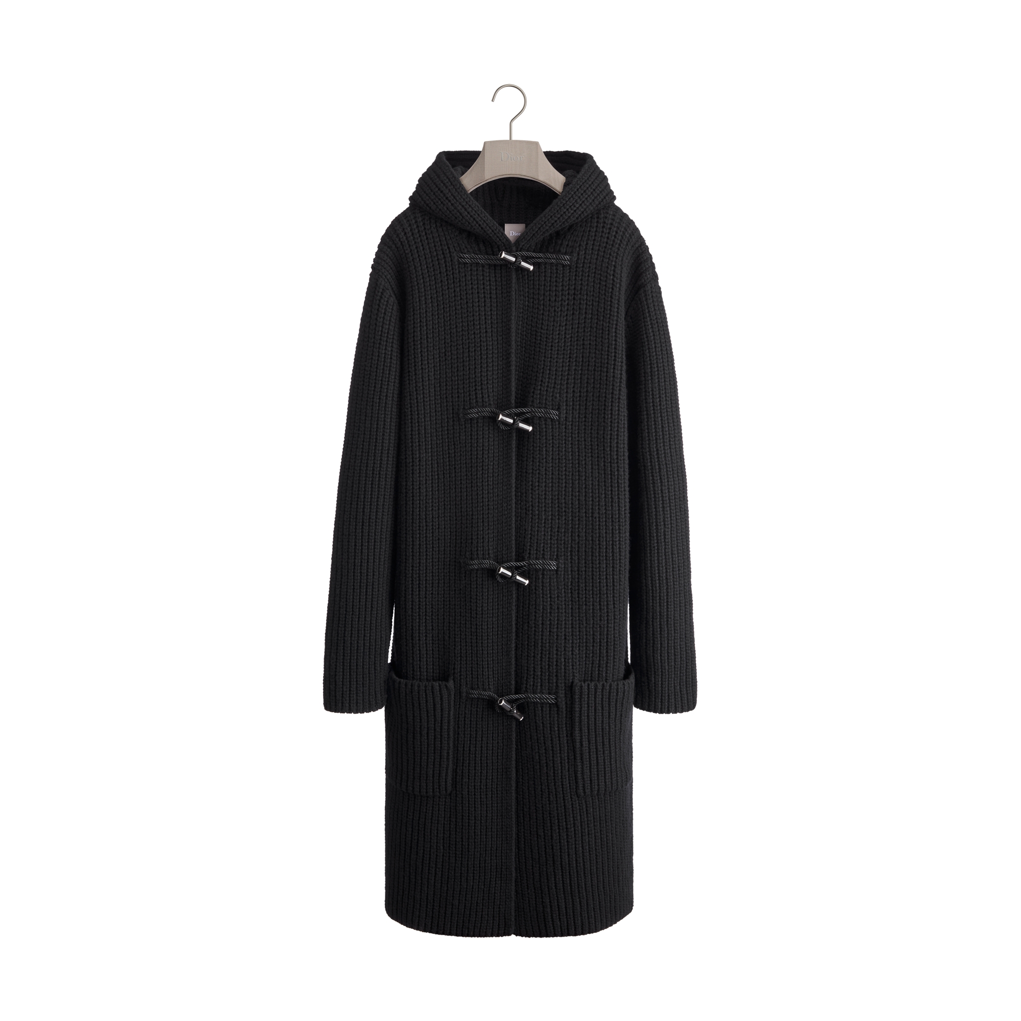 【美品】dior ダークグリーン ベルベット ガウン　ローブ カーディガン Long Hooded Cardigan, Comfortable Fit Black Cashmere and Wool Knit