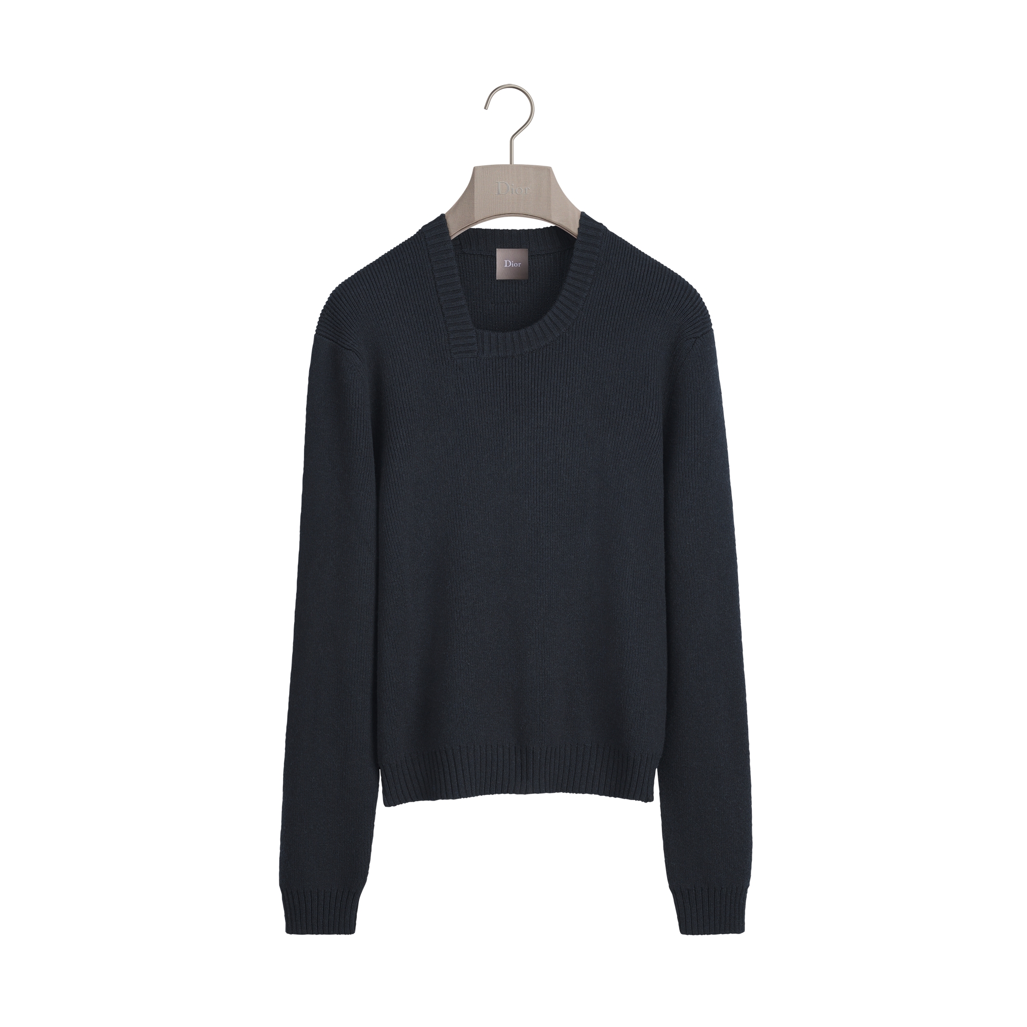 D-Neck Sweater, Regular Fit Navy Blue Cotton and Wool Knit | DIOR US