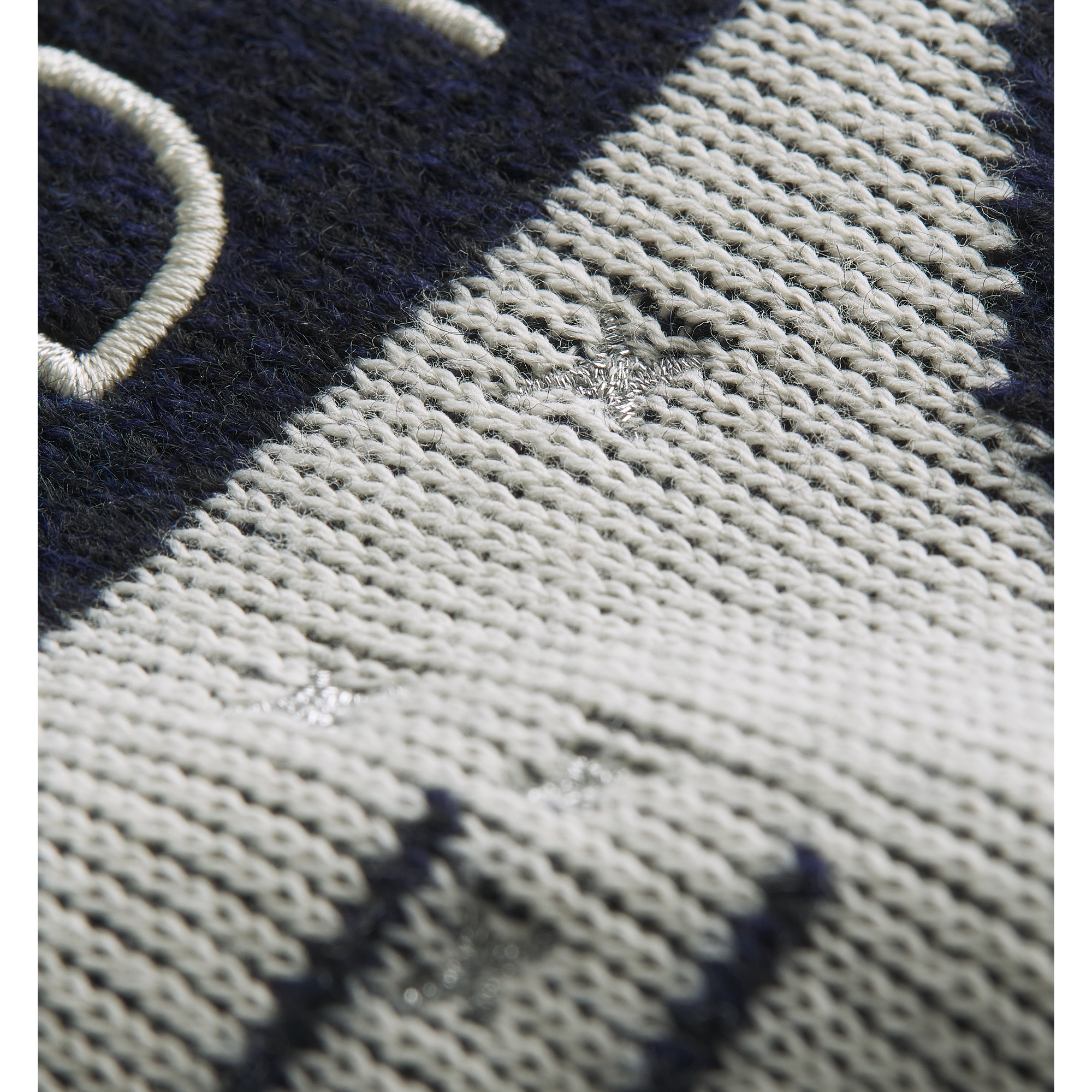Sweater with Book Cover Embroidery and Intarsia, Regular Fit Navy Blue Wool-Cotton-Alpaca-Blend Intarsia E10