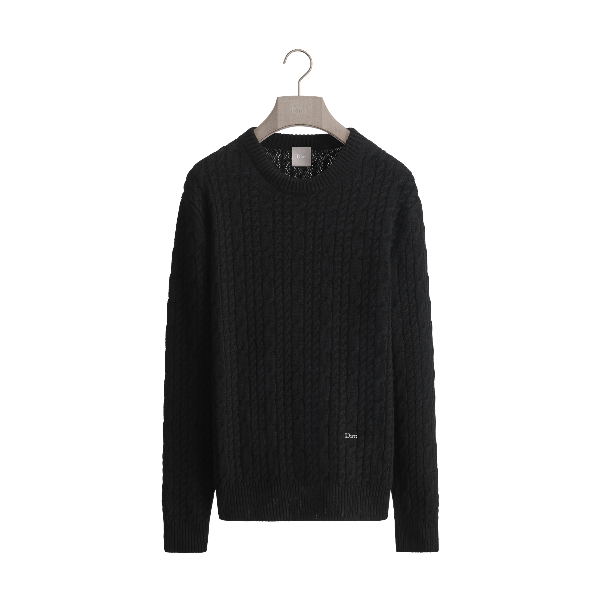 Cable-Knit Sweater, Regular Fit Black Cashmere Knit | DIOR EE