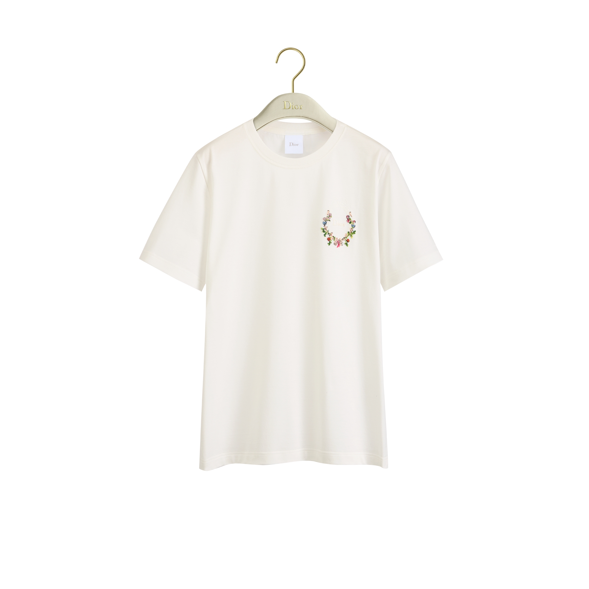 Dioriviera Dior Médaillon Embroidered Fitted T-Shirt White Cotton
