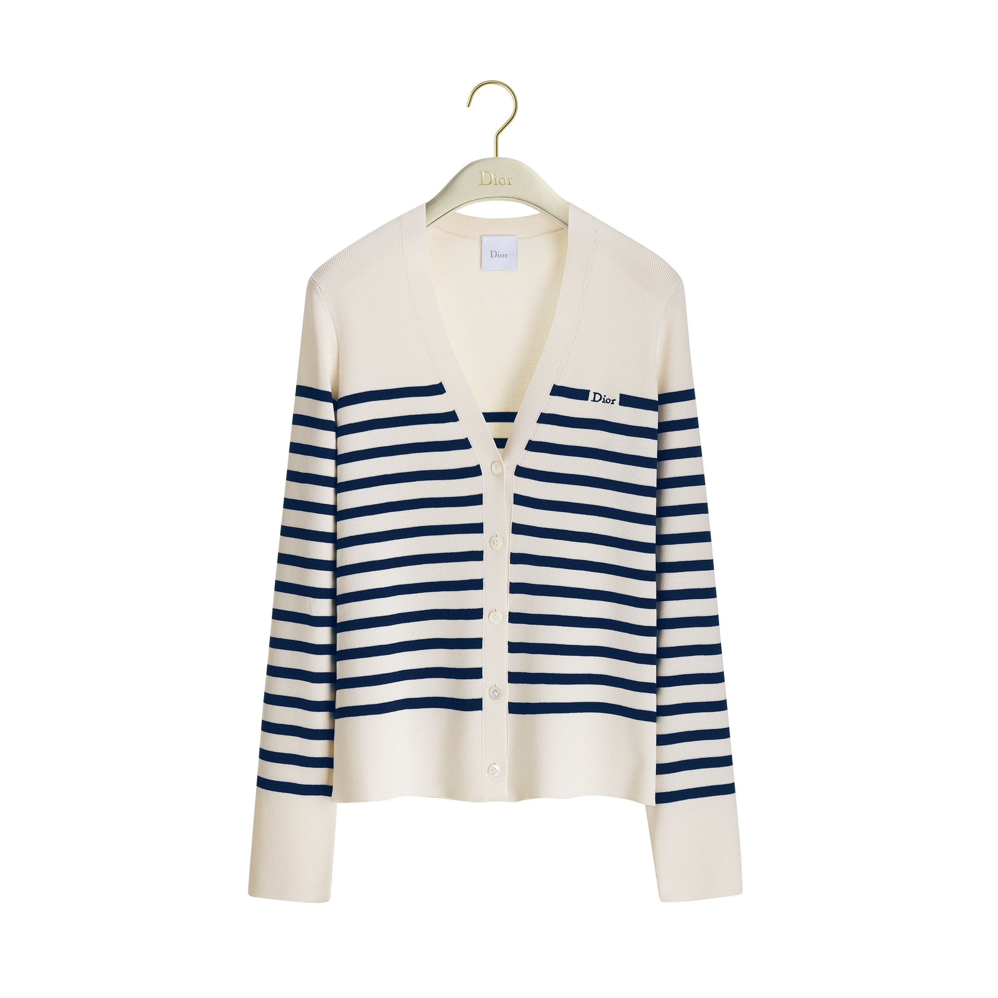 Dioriviera Dior Marinière Cardigan Ecru and Navy Blue Silk and