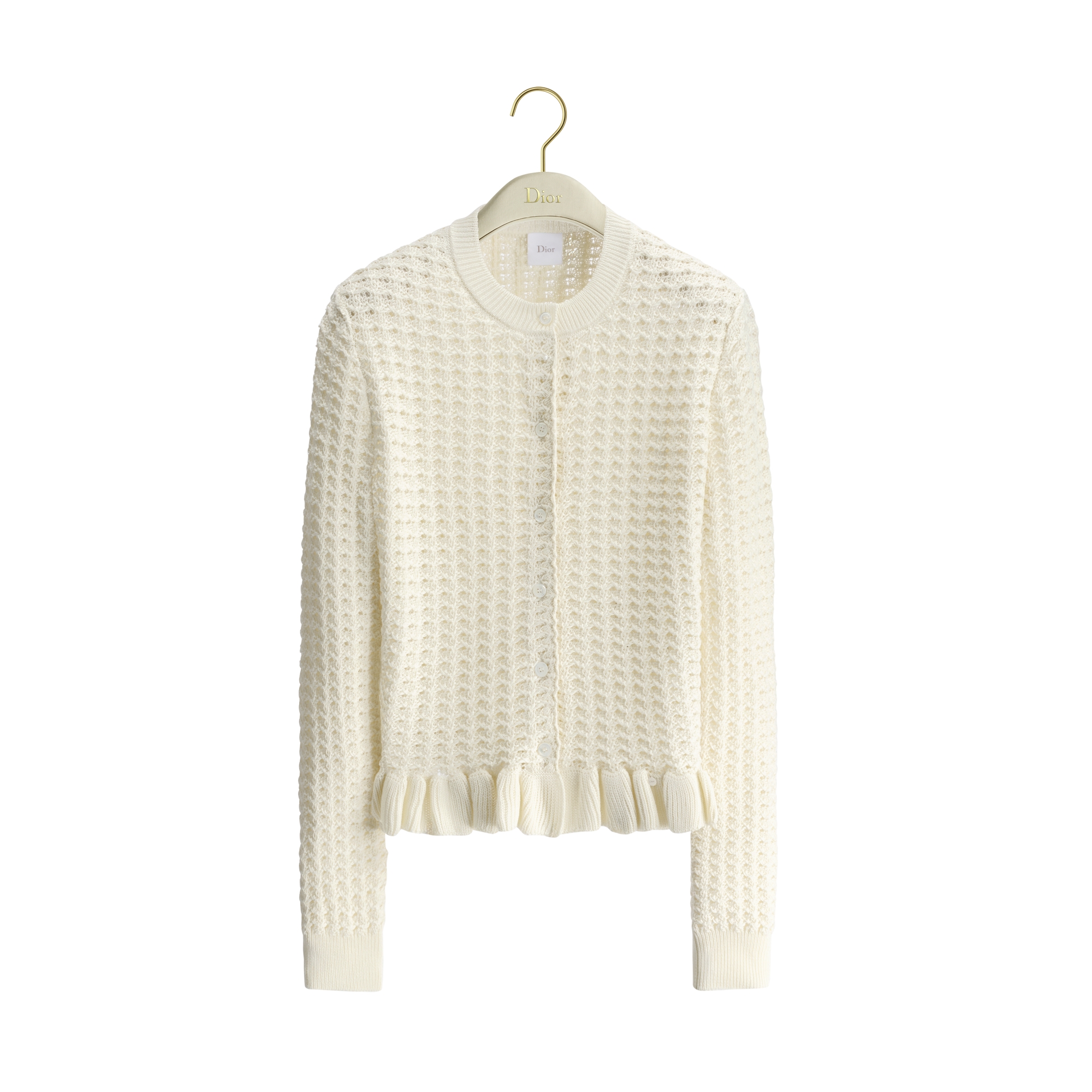 Dioriviera Fitted Cardigan Ecru Cotton Crochet E01