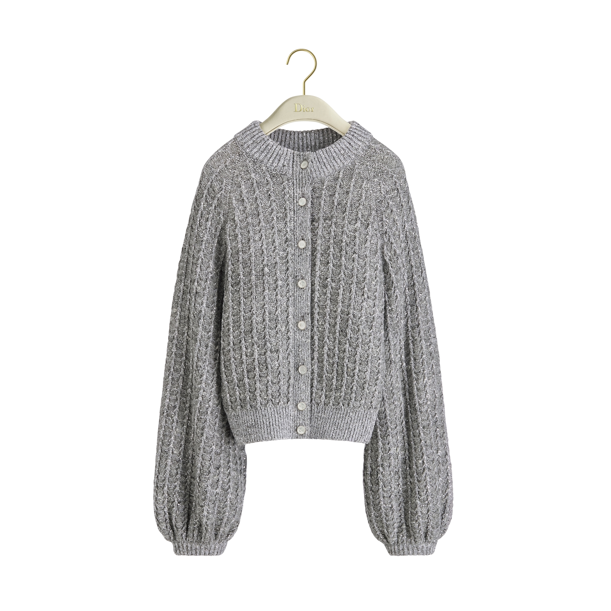 ☆Christian Dior（ディオール）☆　春色リボンカーディガン Cardigan Gray Virgin Wool-Cashmere-Blend Tweed Embroidered with