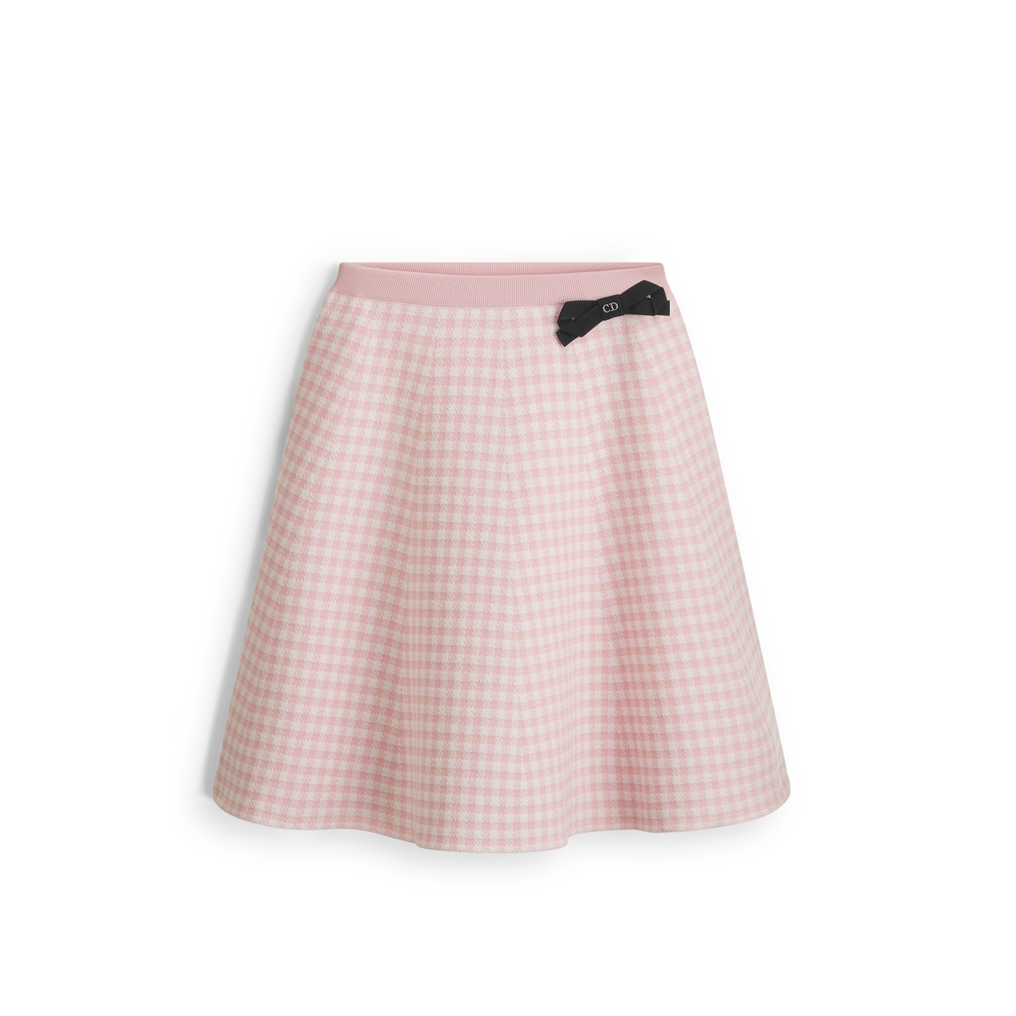 Dioriviera Flared Miniskirt Pink and White Dior Vichy Cotton-Blend Knit E01