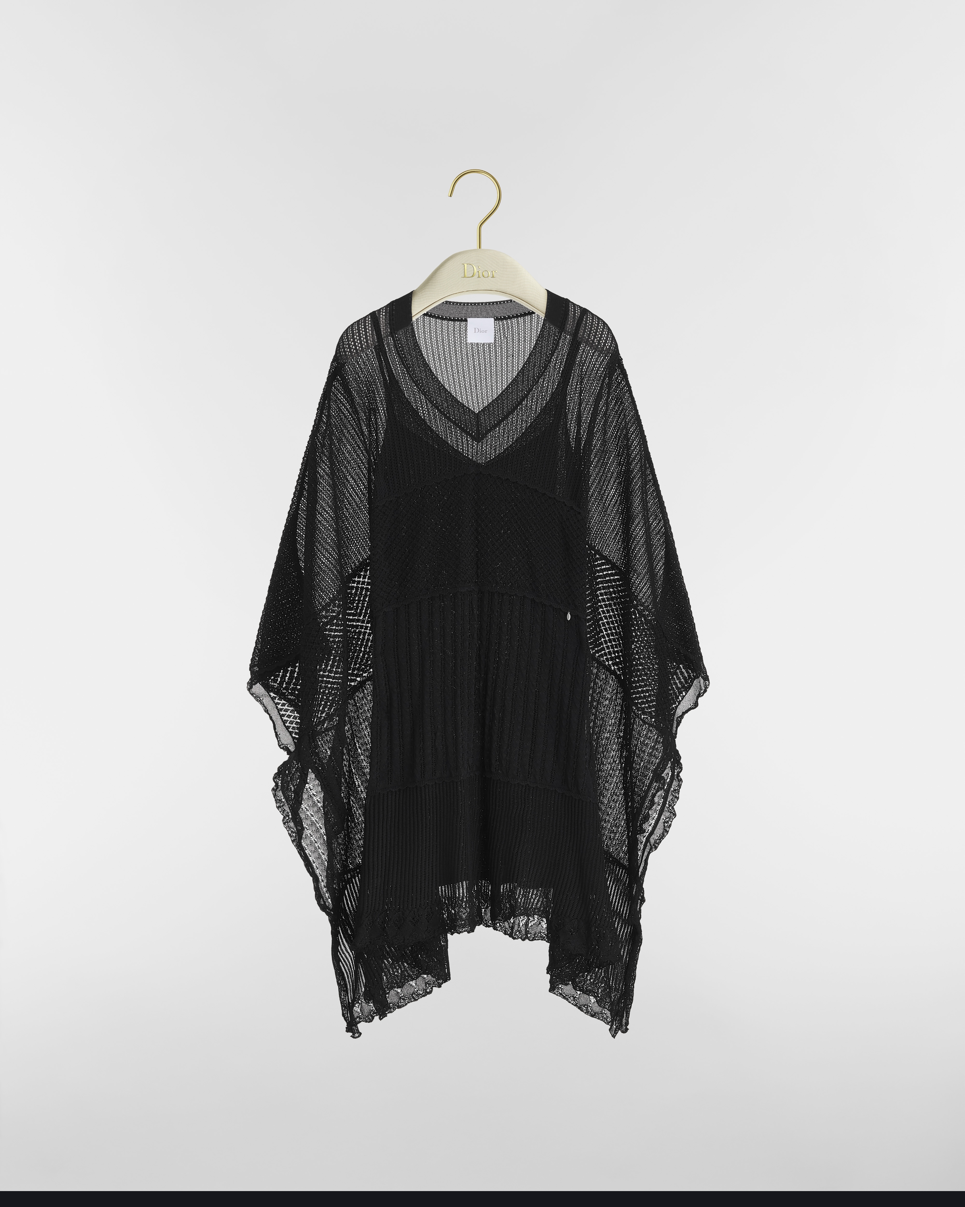 Vestido Dioriviera com caimento ajustado Malha vazada preta E01
