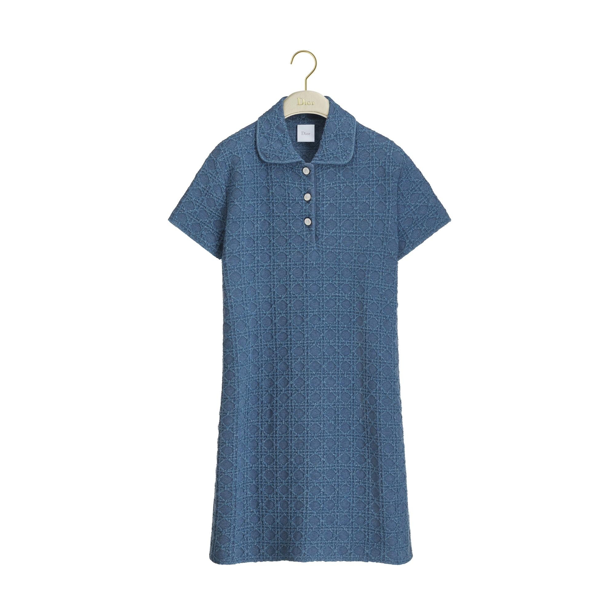  Light Blue Cotton-Blend Bouclé Knit