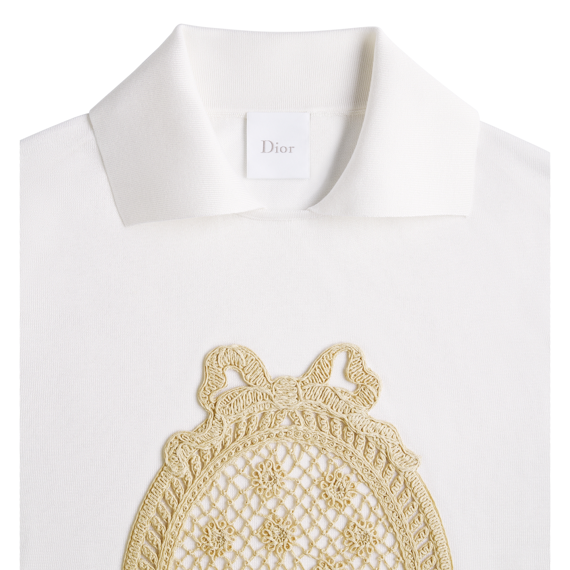 Dioriviera Dior Médaillon Short-Sleeved Sweater Ecru Silk Knit E10