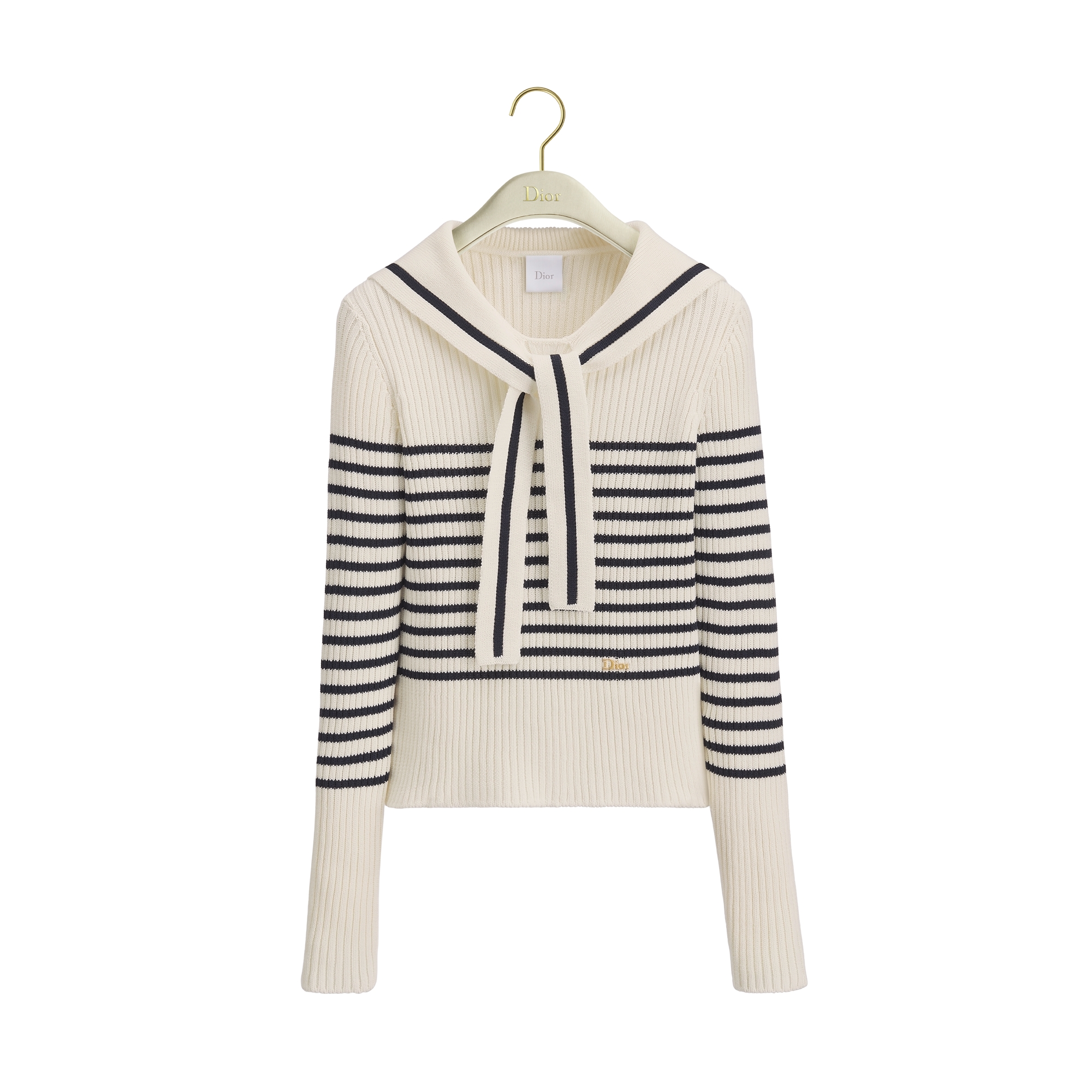 Dioriviera Dior Marinière Sweater with Sailor Collar White and