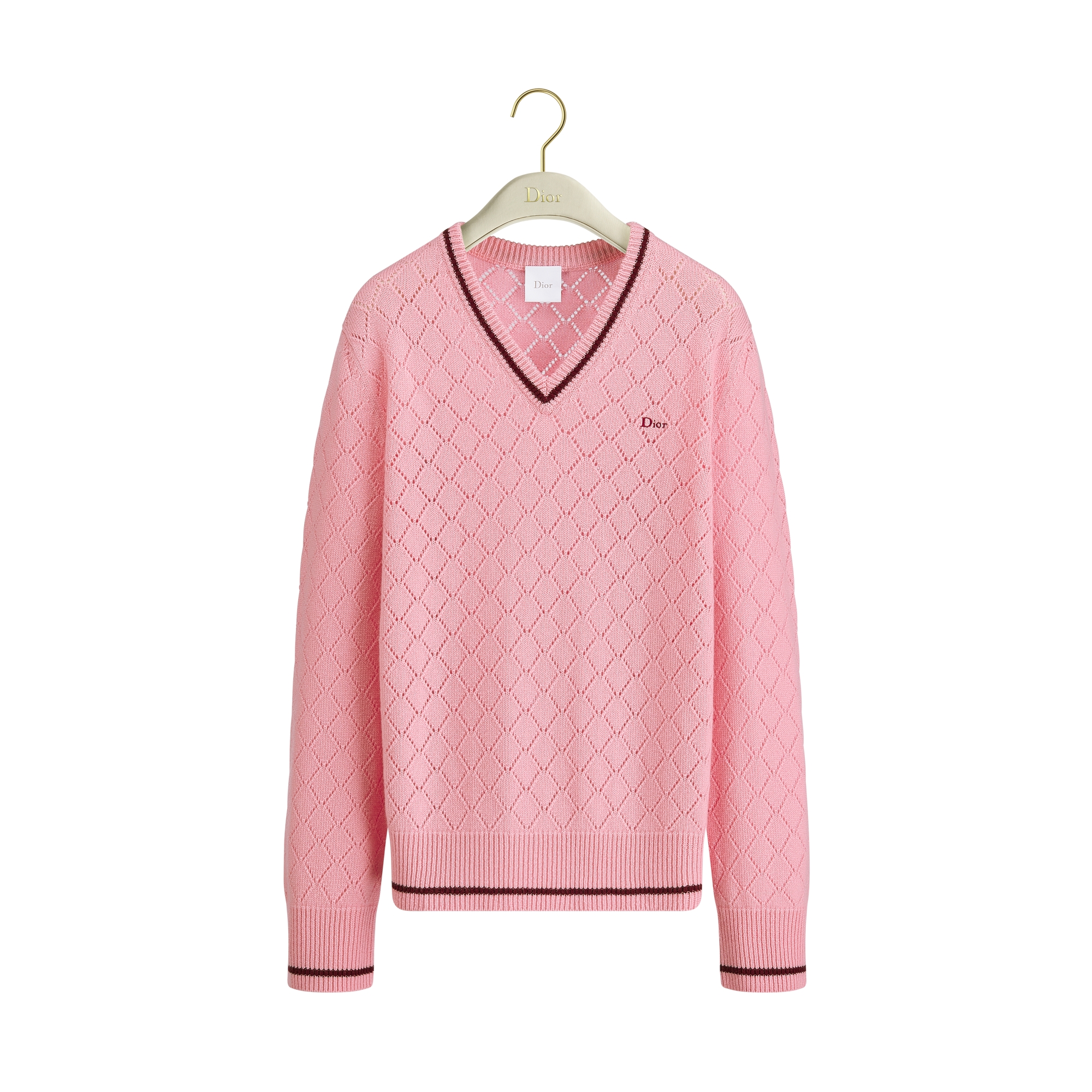  Pink and Burgundy Diamond Cashmere Knit
