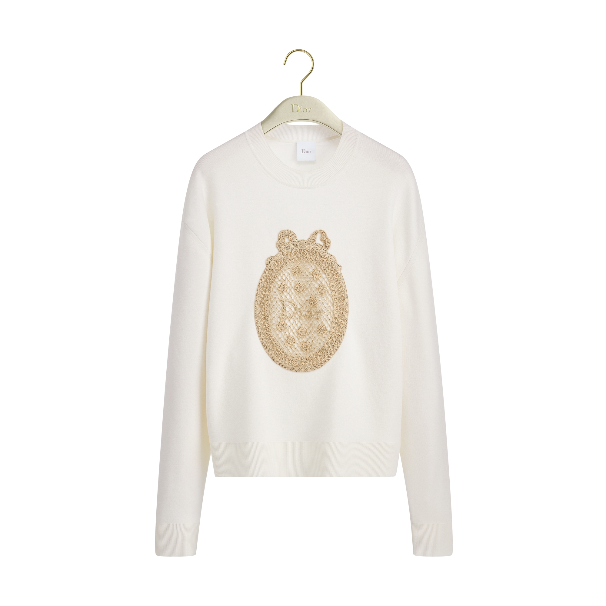 Dioriviera Dior Médaillon Sweater Ecru Virgin Wool-Blend Knit | DIOR