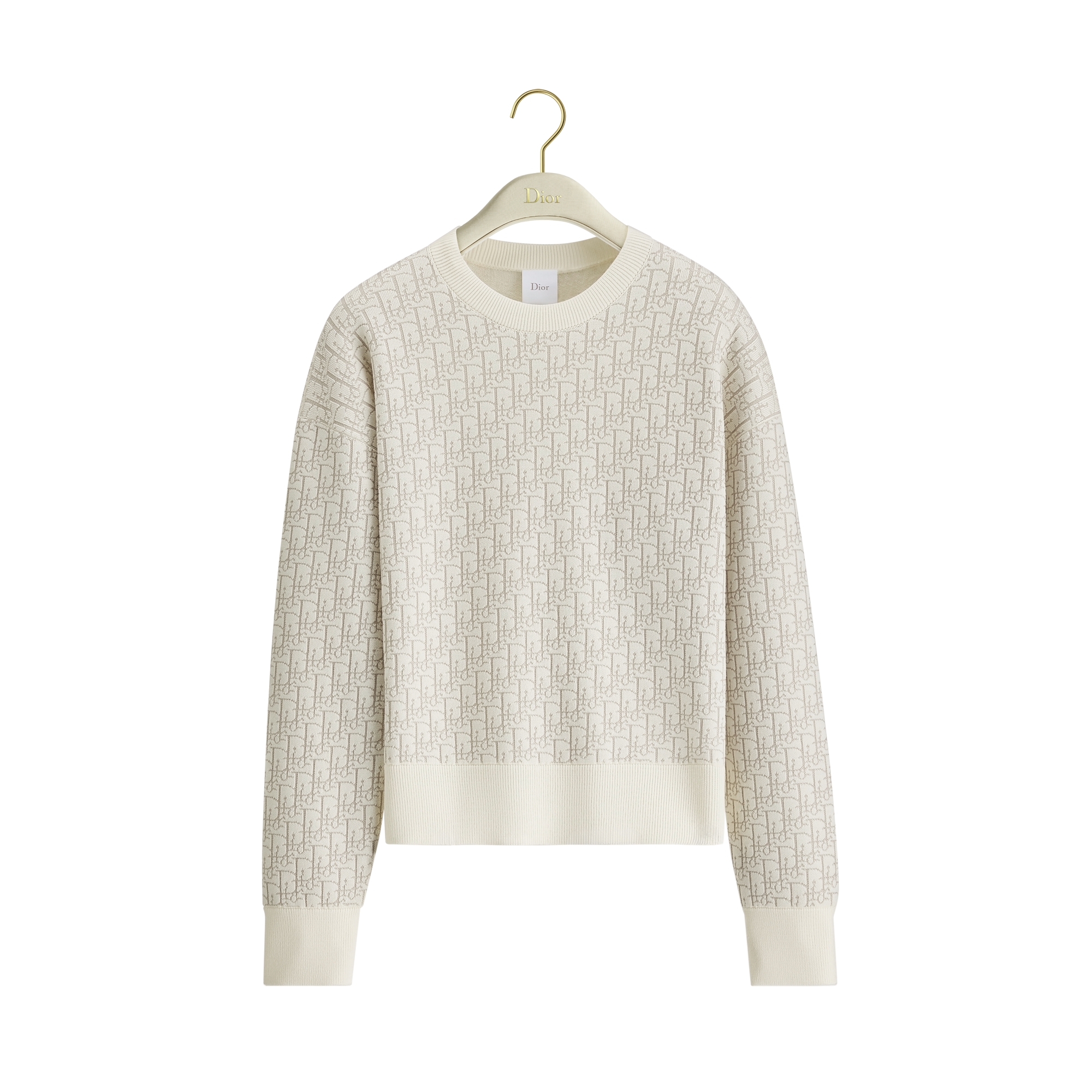 Sweater White Dior Oblique Virgin Wool-Blend Knit E01