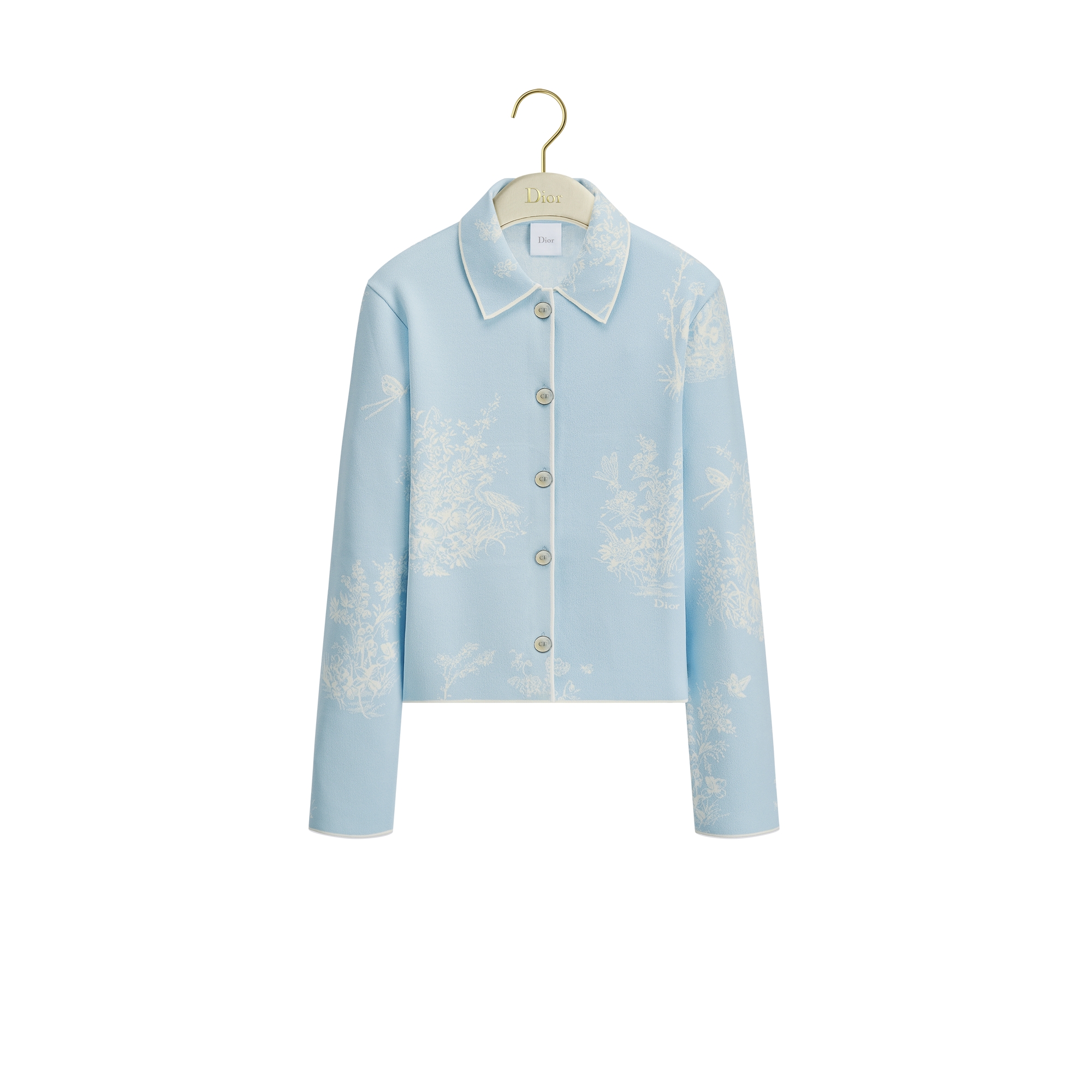 Dioriviera Cropped Jacket White and Blue Toile de Jouy Floral