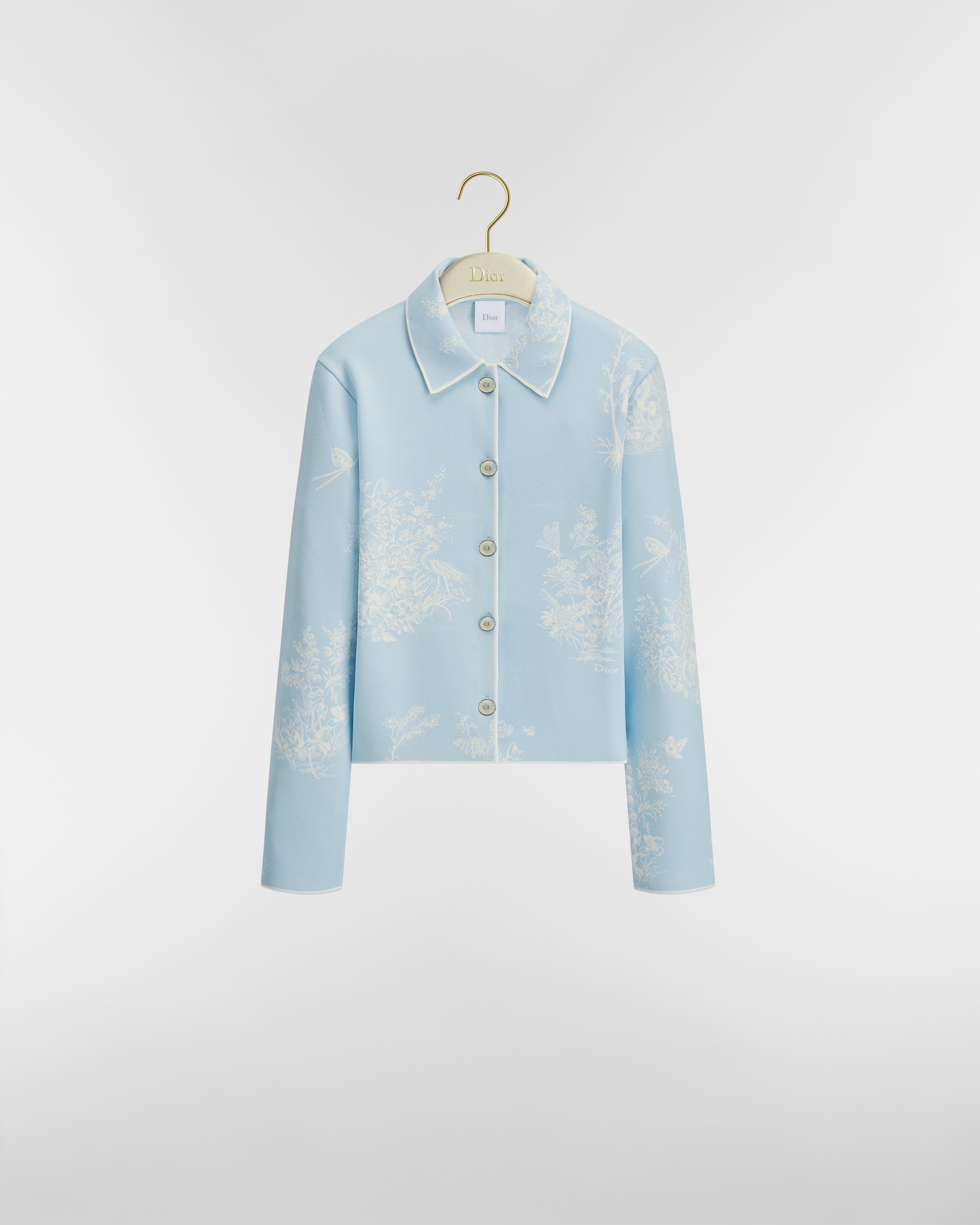 Chaqueta corta Dioriviera Punto técnico Toile de Jouy Floral Garden blanco y azul E01